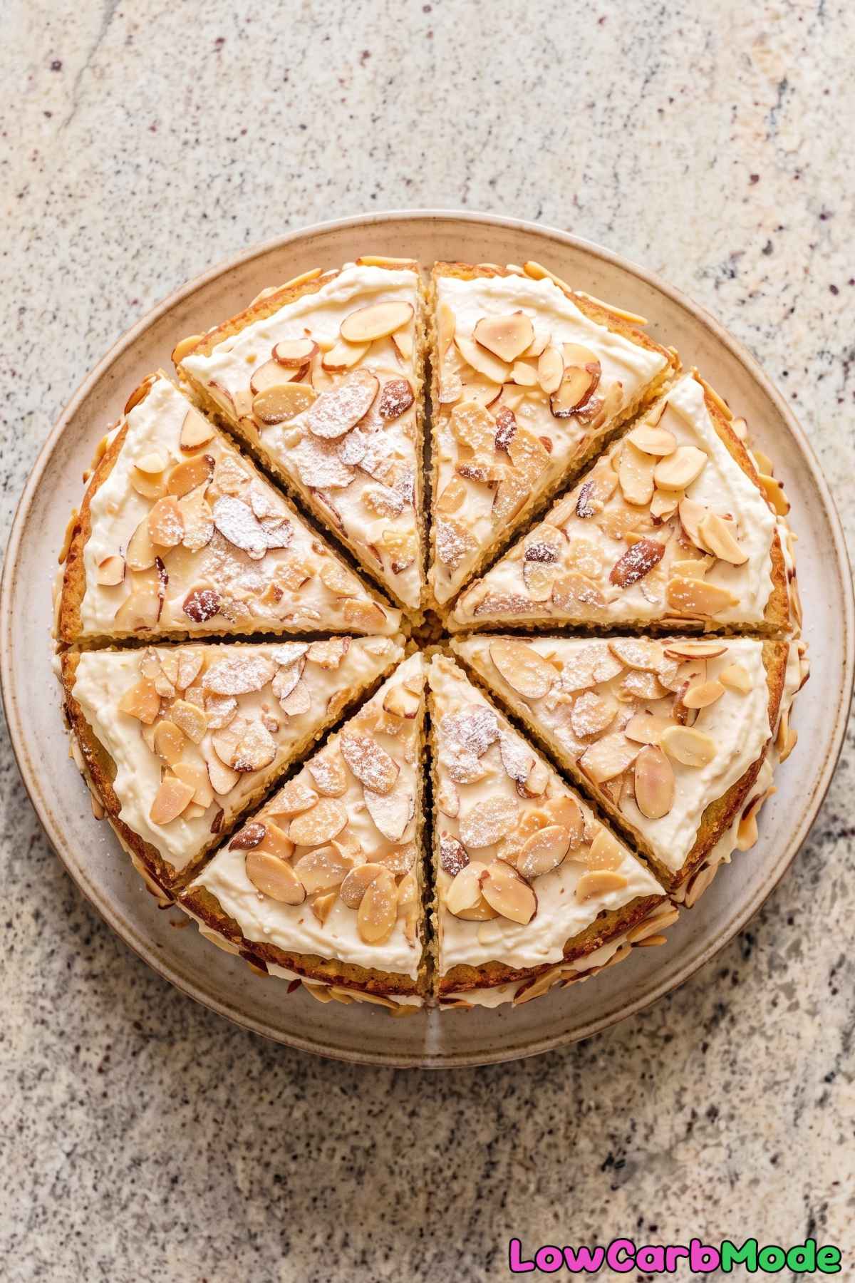 Sweet keto almond cream cake dessert