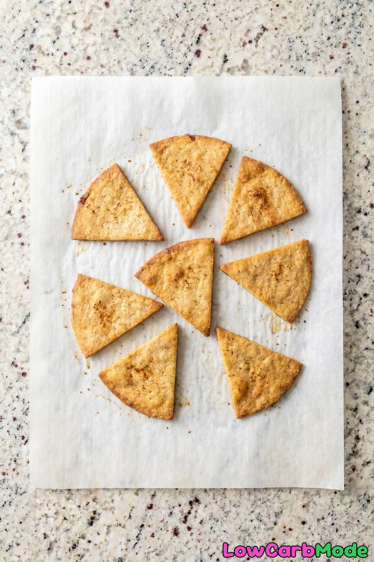 Crunchy keto almond flour tortilla chips