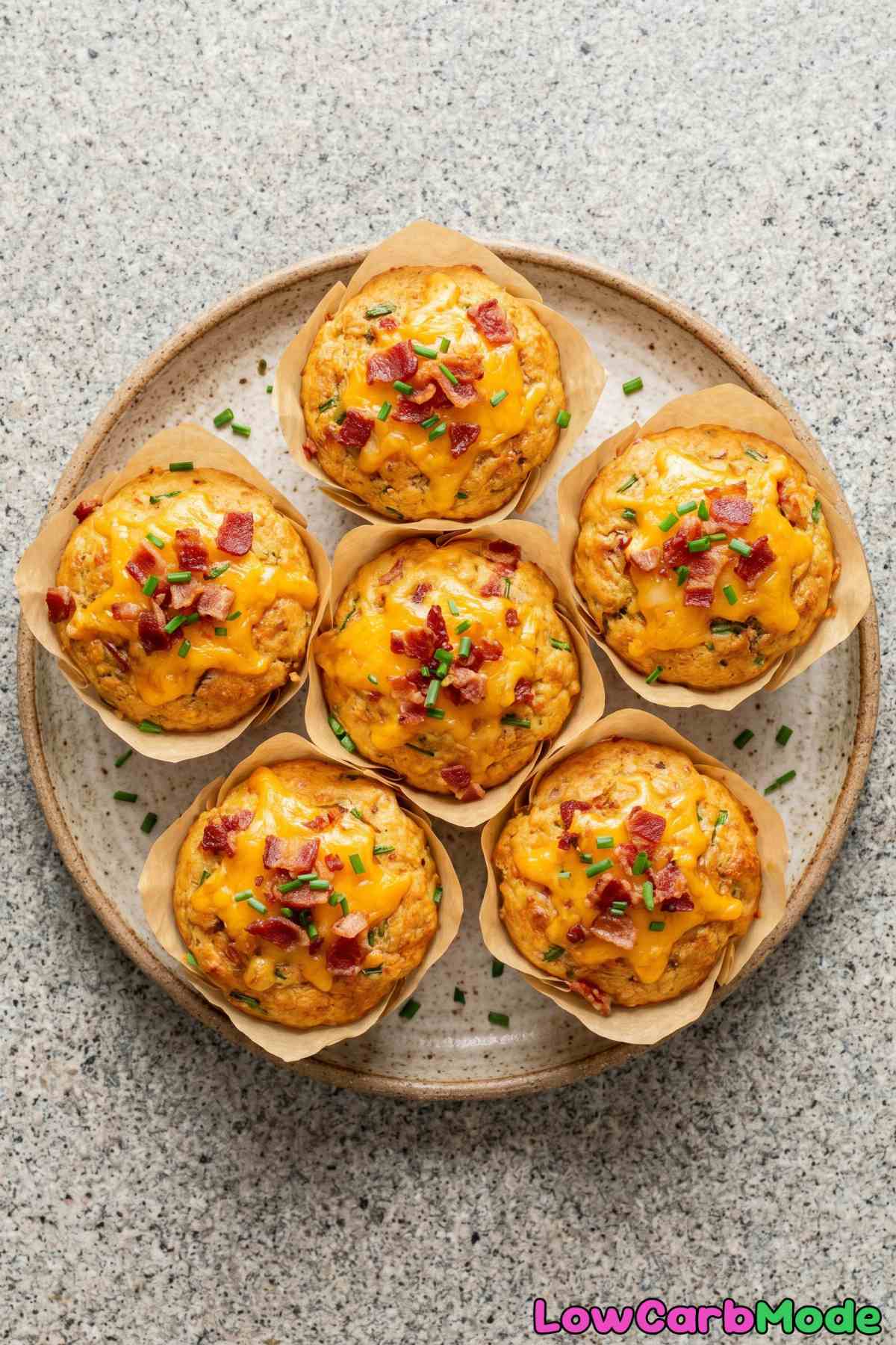 hearty keto cheddar bacon chive muffin