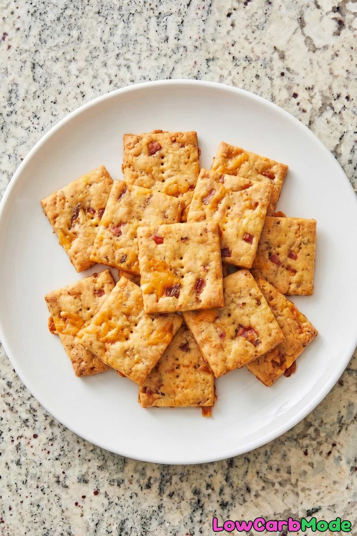 Crunchy homemade keto bacon cheddar crackers