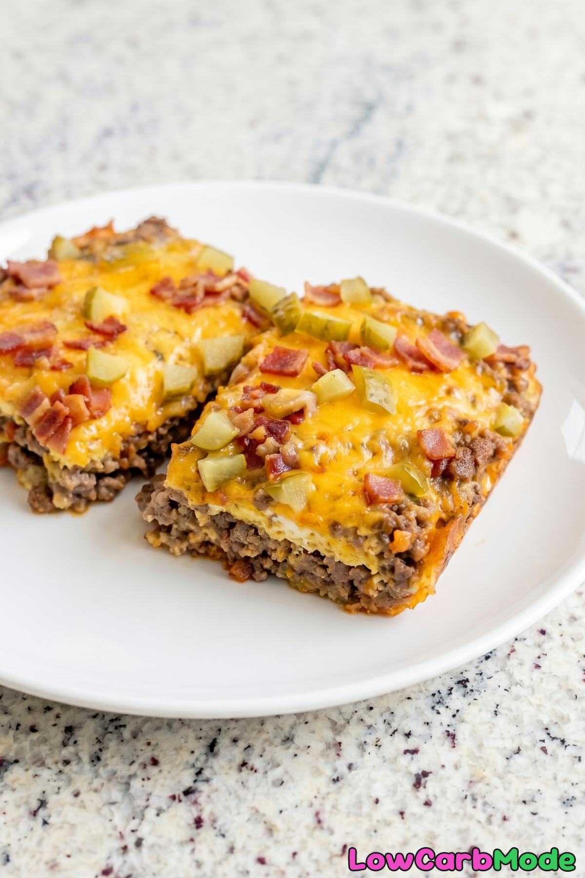 Golden keto bacon cheeseburger casserole