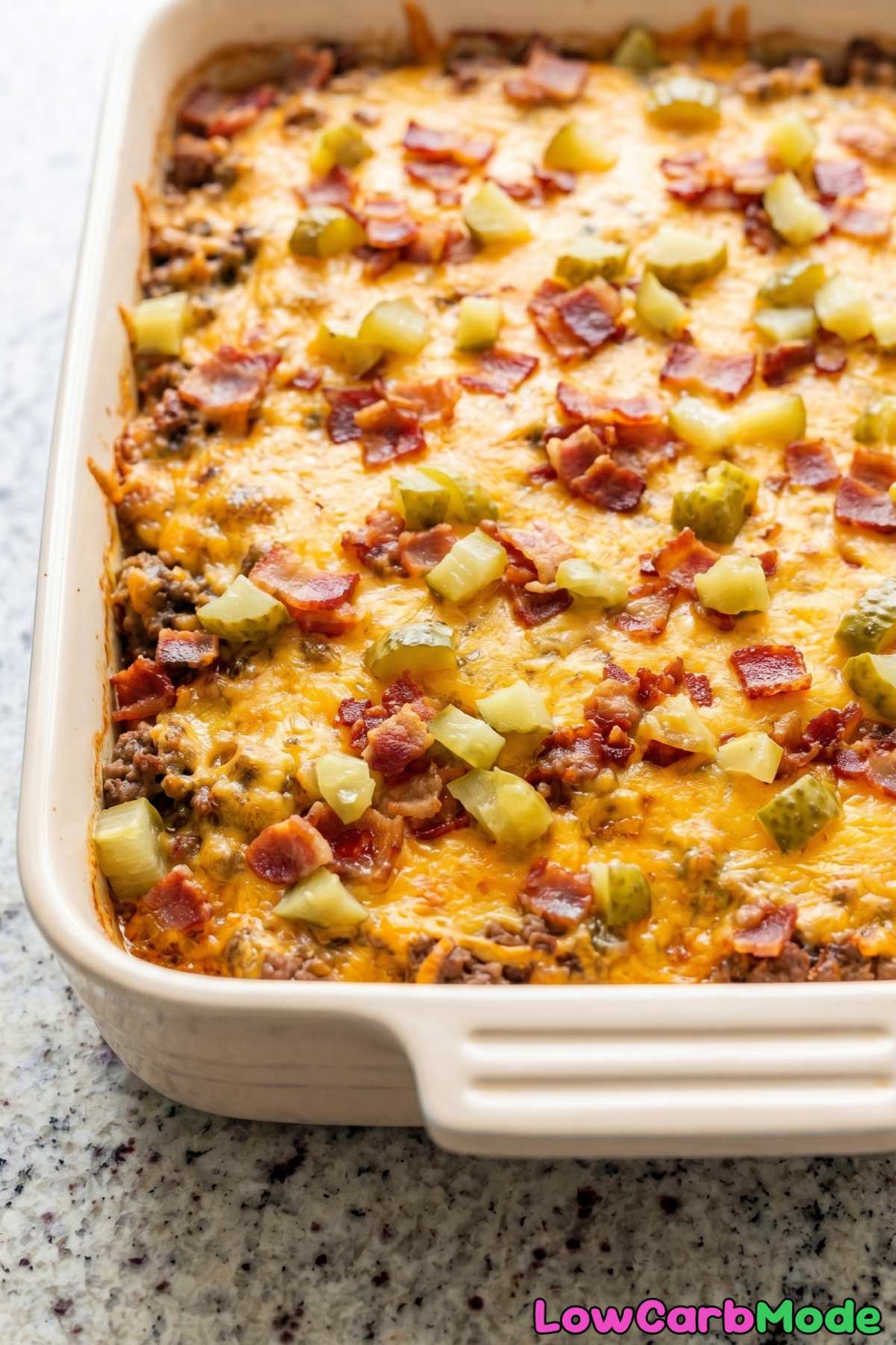 Savory keto bacon cheeseburger bake