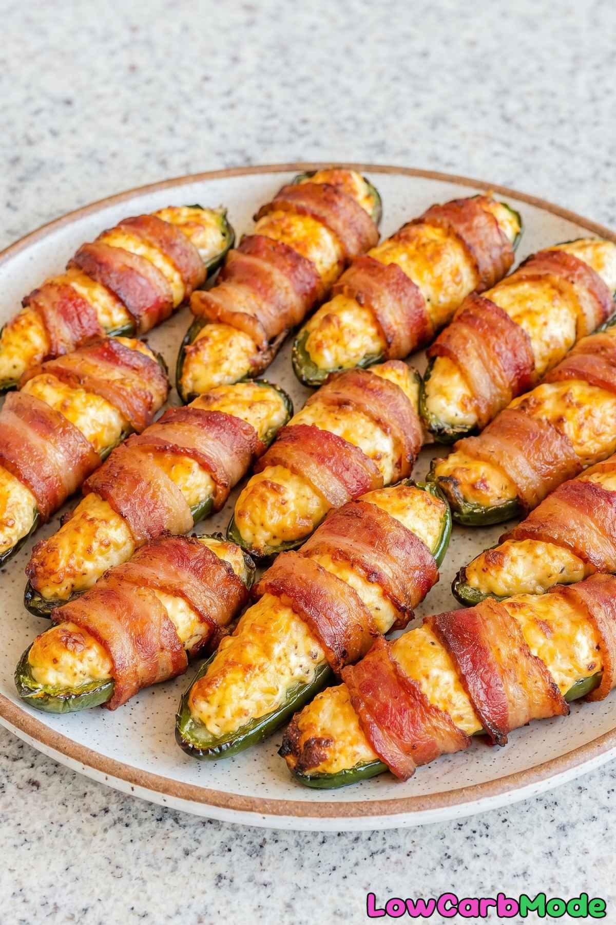 Savory keto bacon wrapped jalapeño poppers