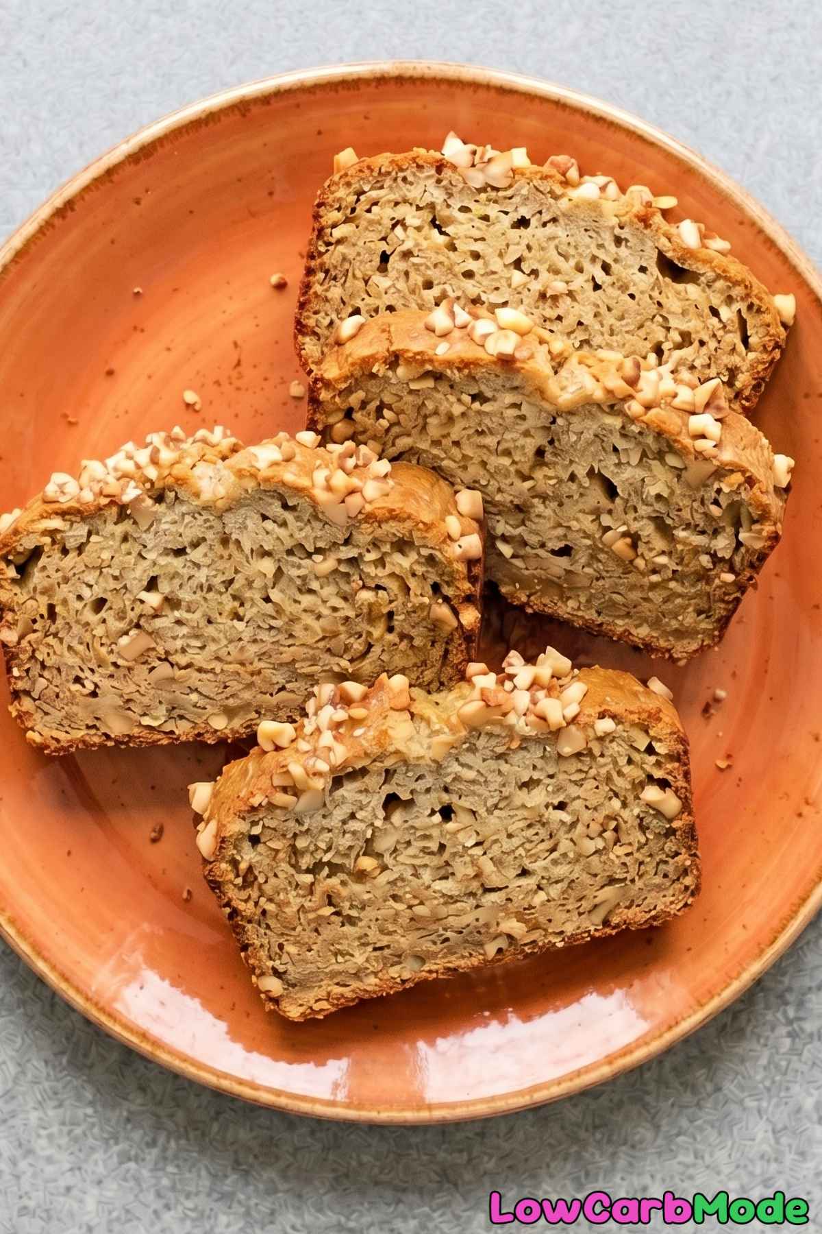 Rich keto banana bread with walnuts