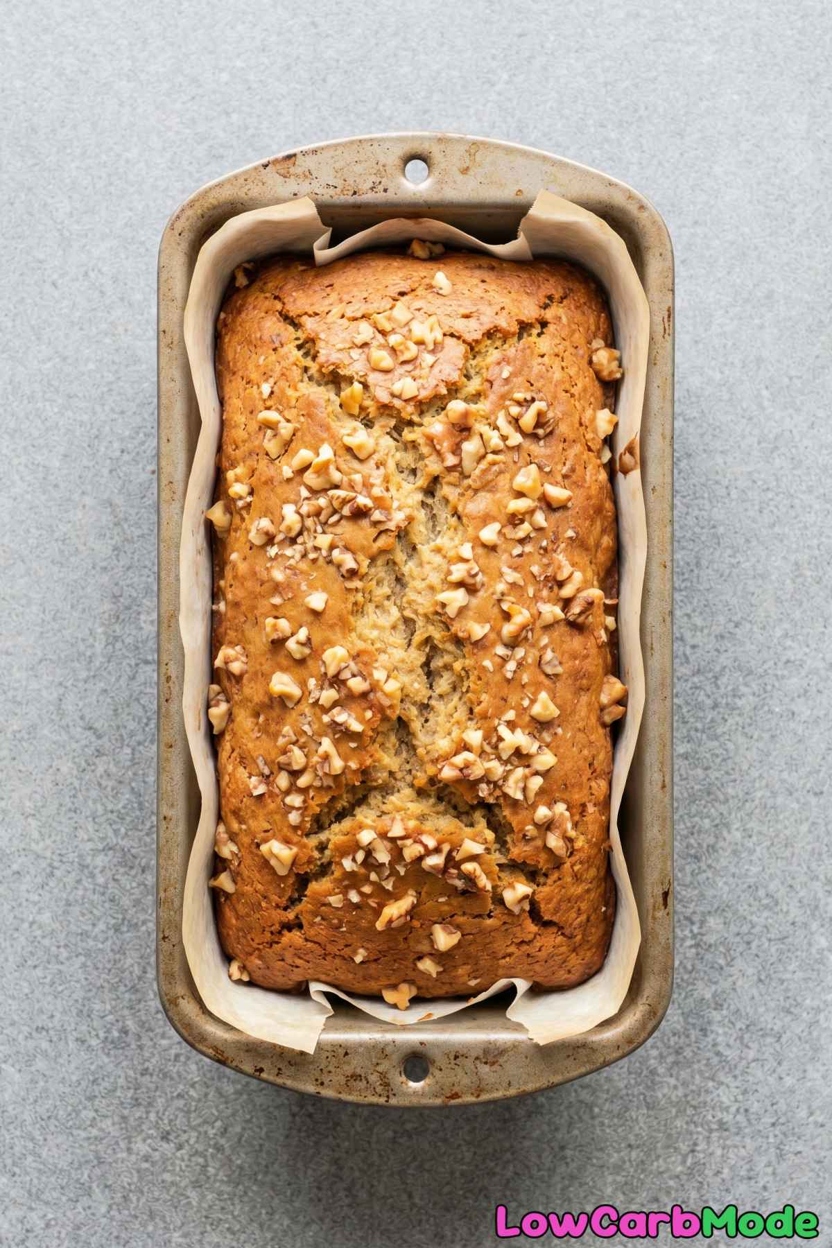 Warm keto banana bread loaf