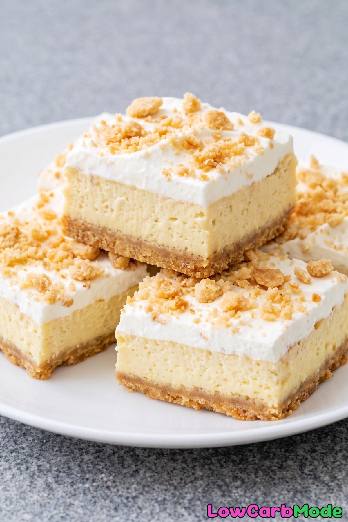Rich keto banana pudding cheesecake squares