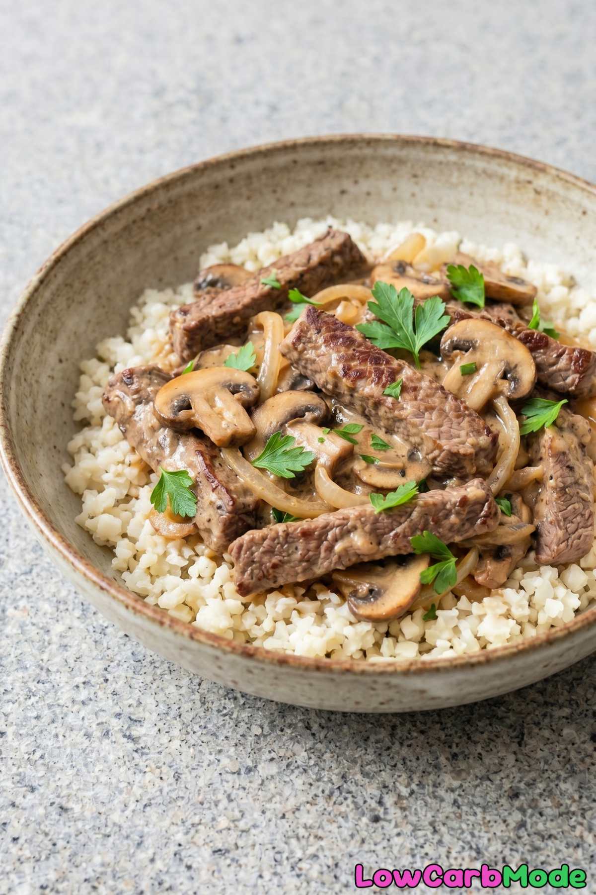 homemade keto beef stroganoff dish