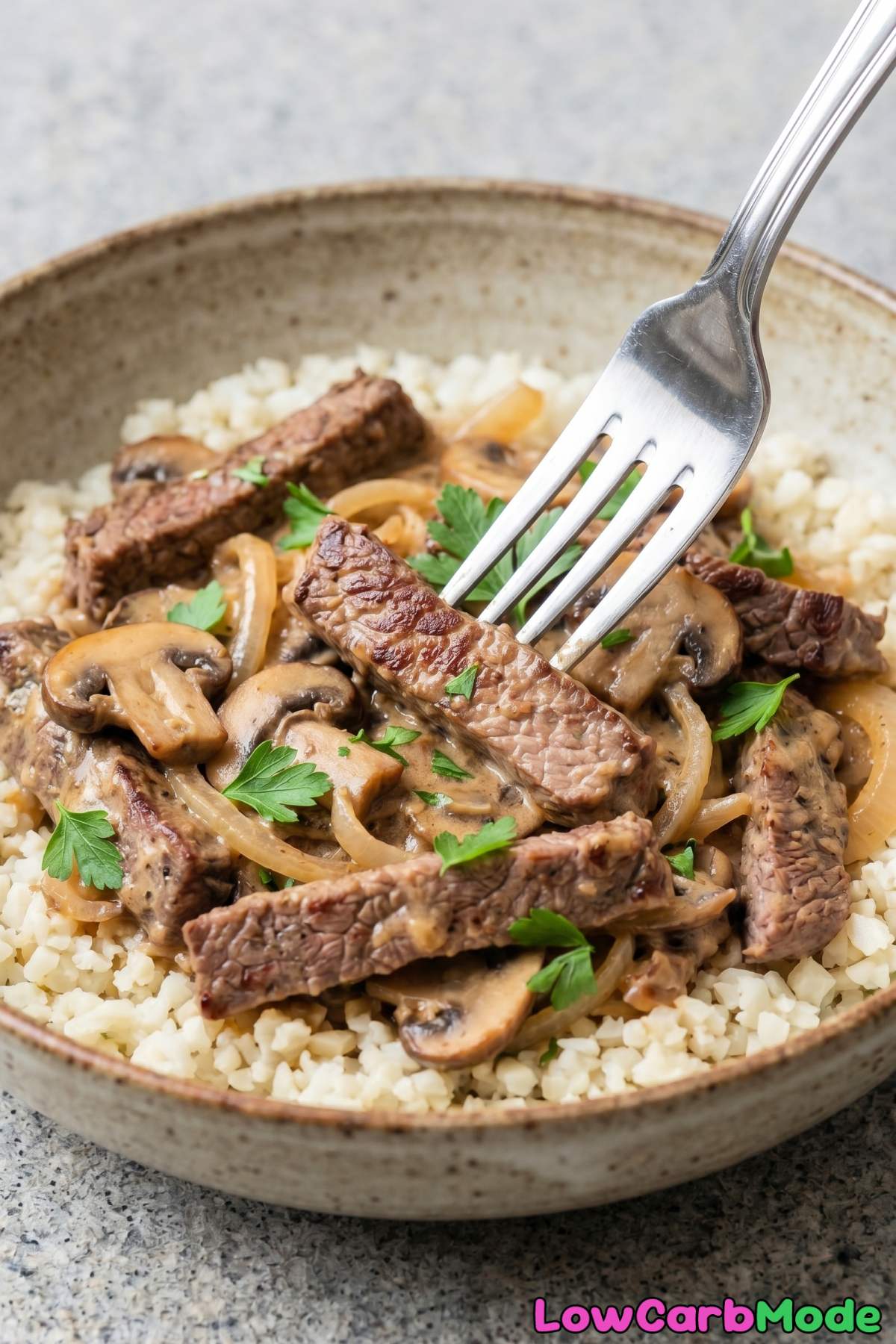 comforting keto beef stroganoff plate