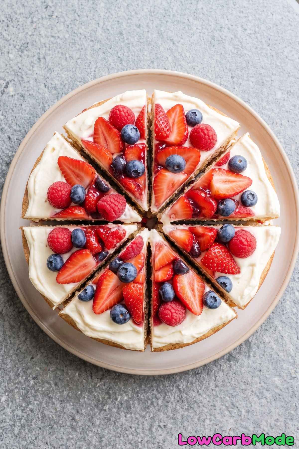 Fluffy keto chantilly cake with berries