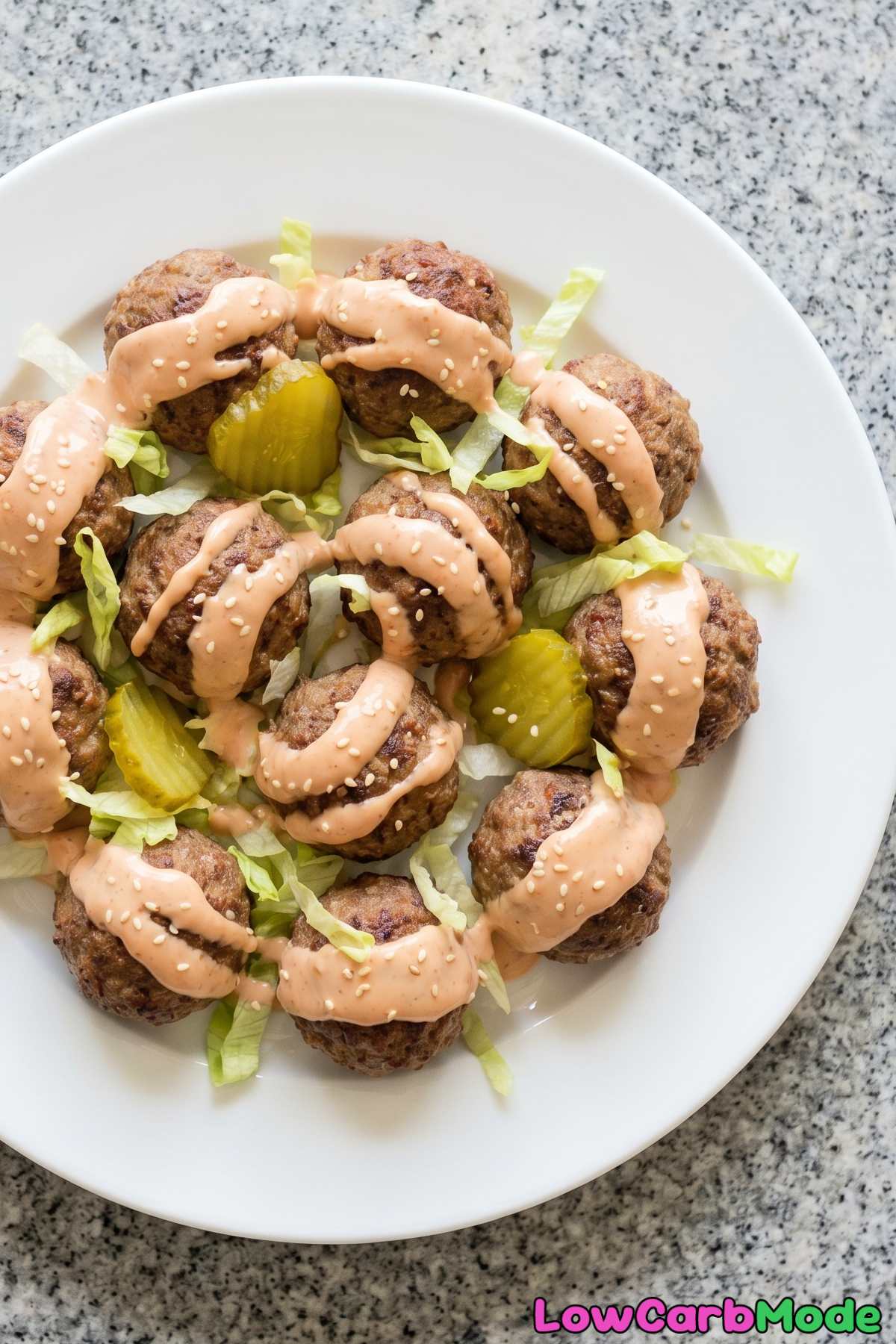 satisfying keto big mac meatballs dinner