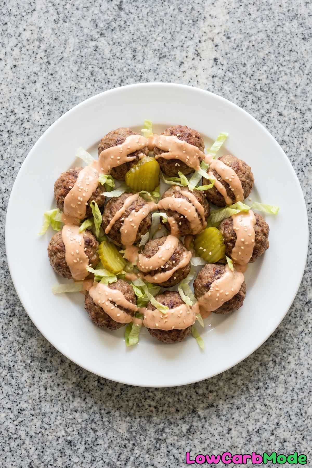 easy keto big mac meatballs with sauce