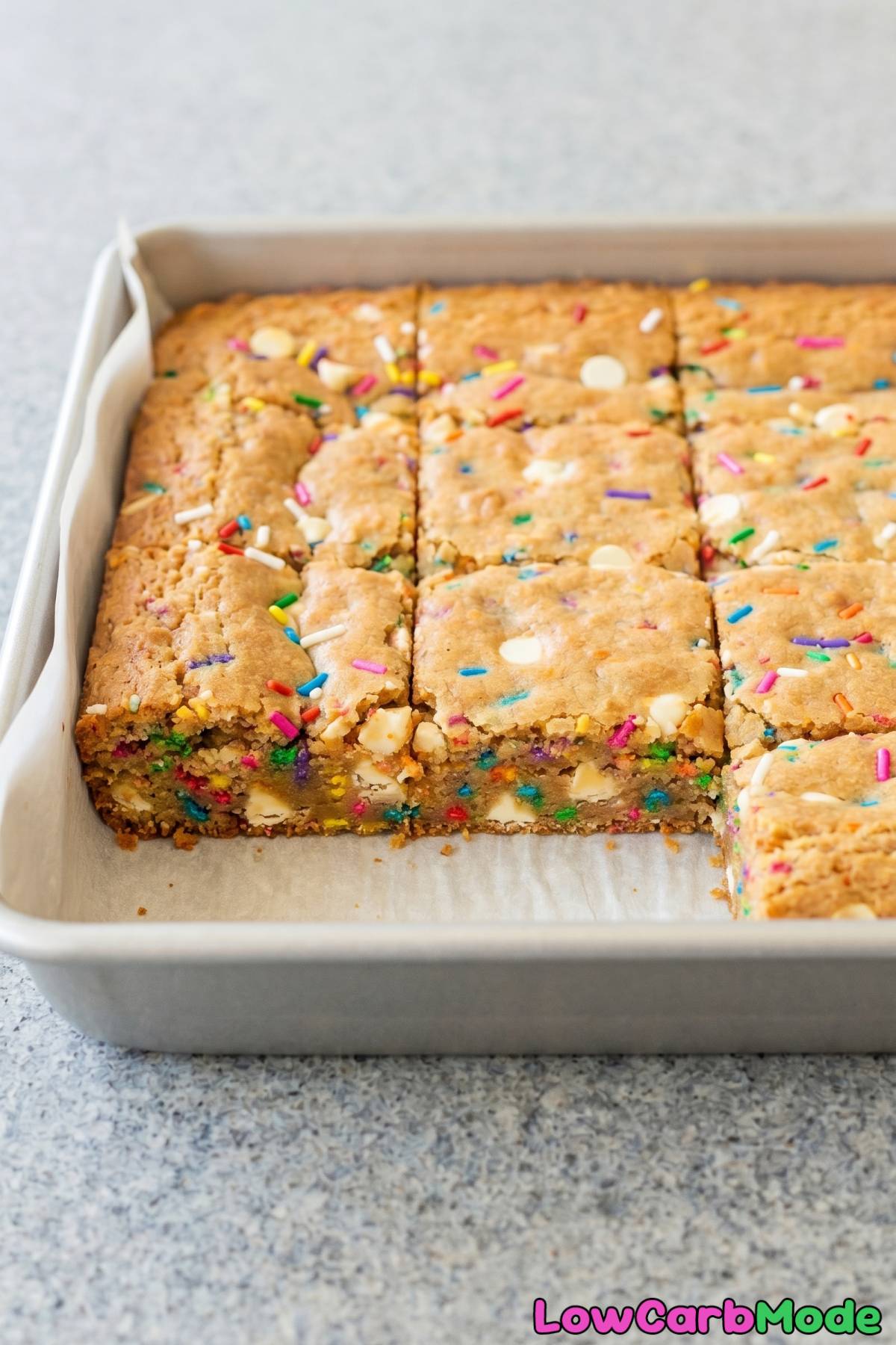 soft keto birthday cake blondies