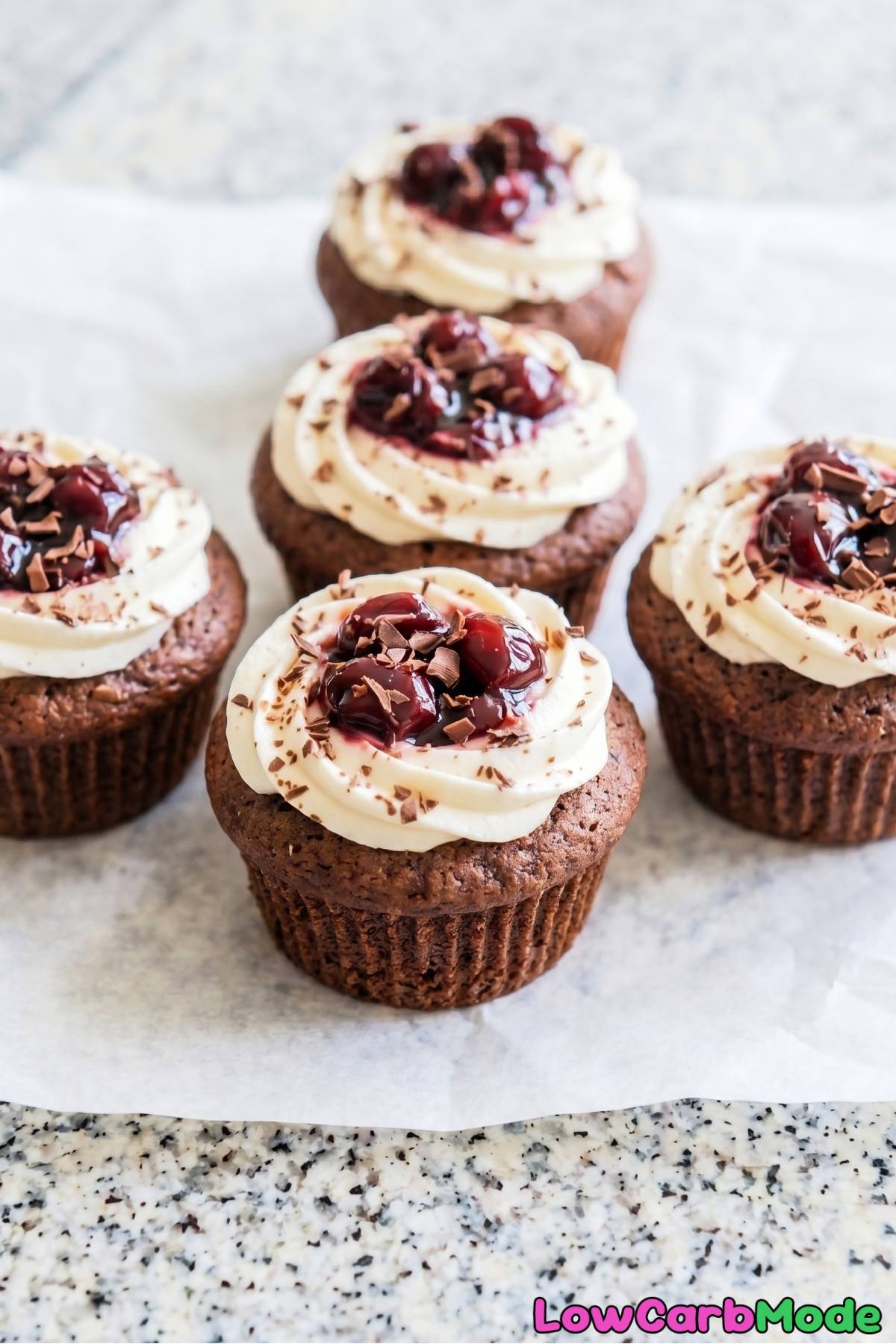 Moist keto black forest cupcakes