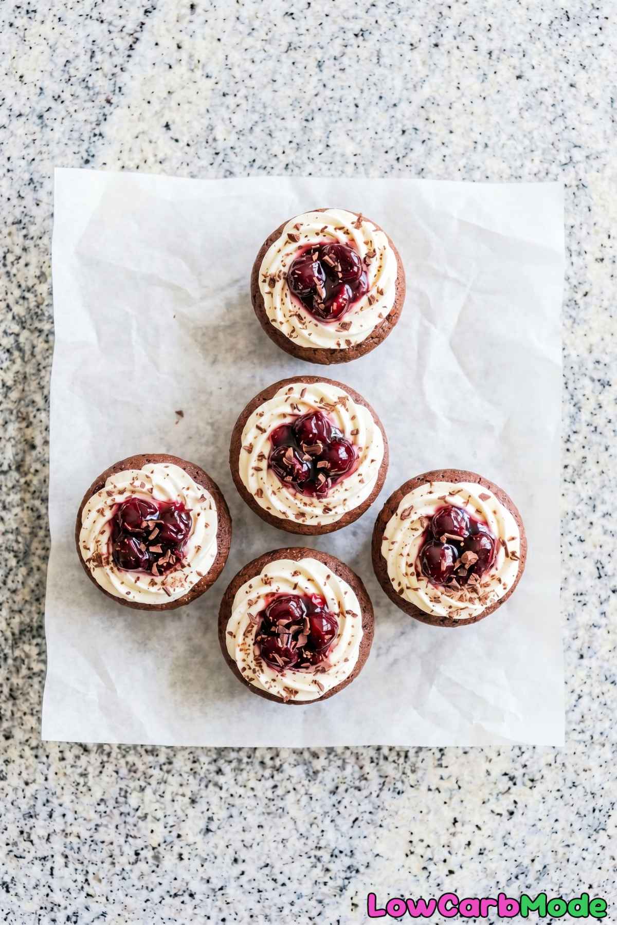 Homemade keto black forest cupcakes