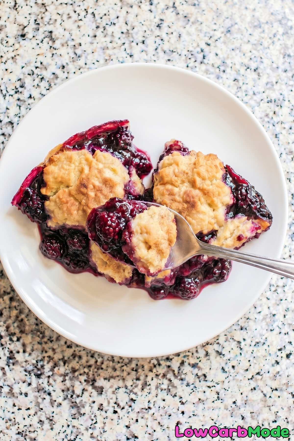 Homemade keto blackberry cobbler close-up