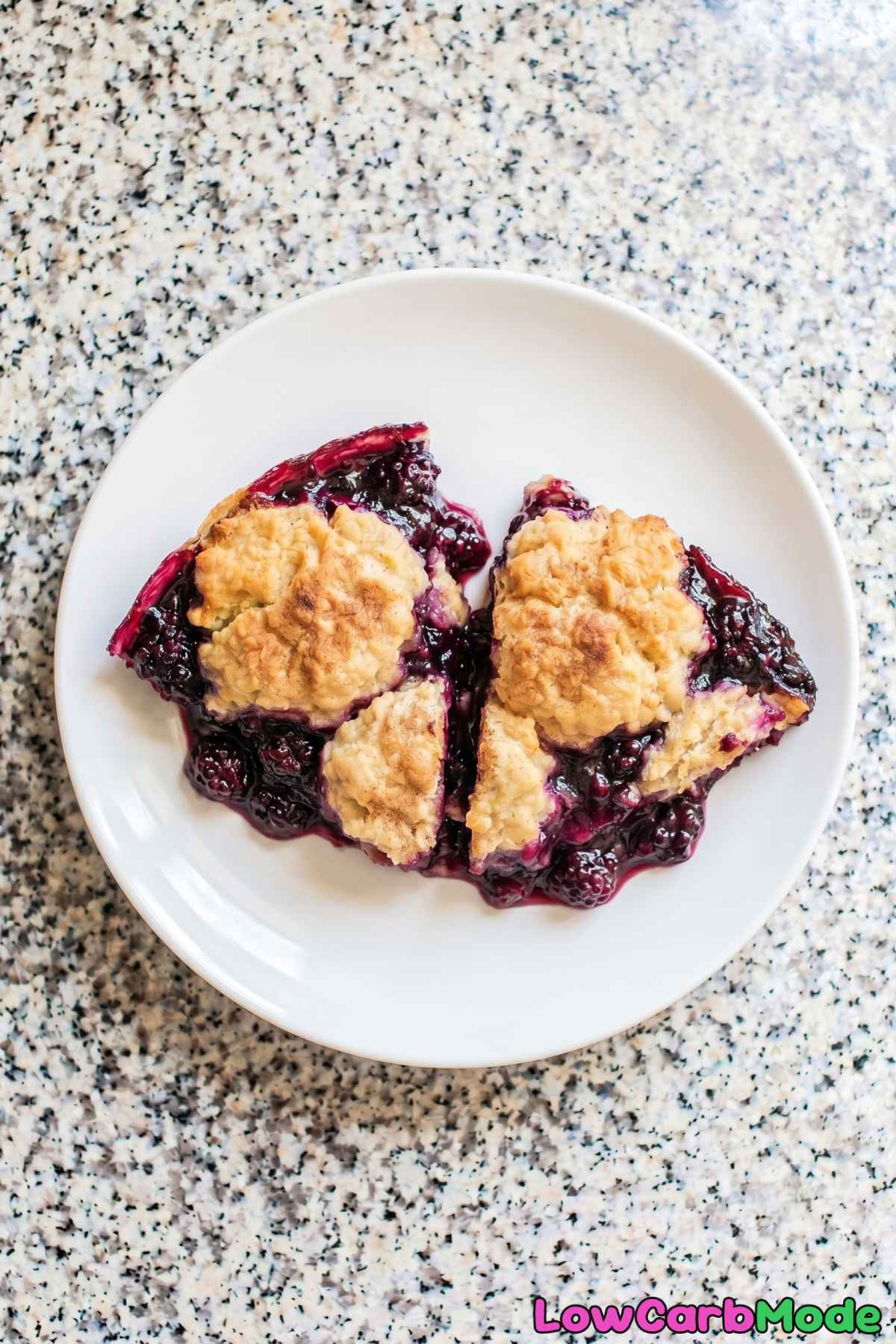 Easy keto blackberry cobbler on a plate