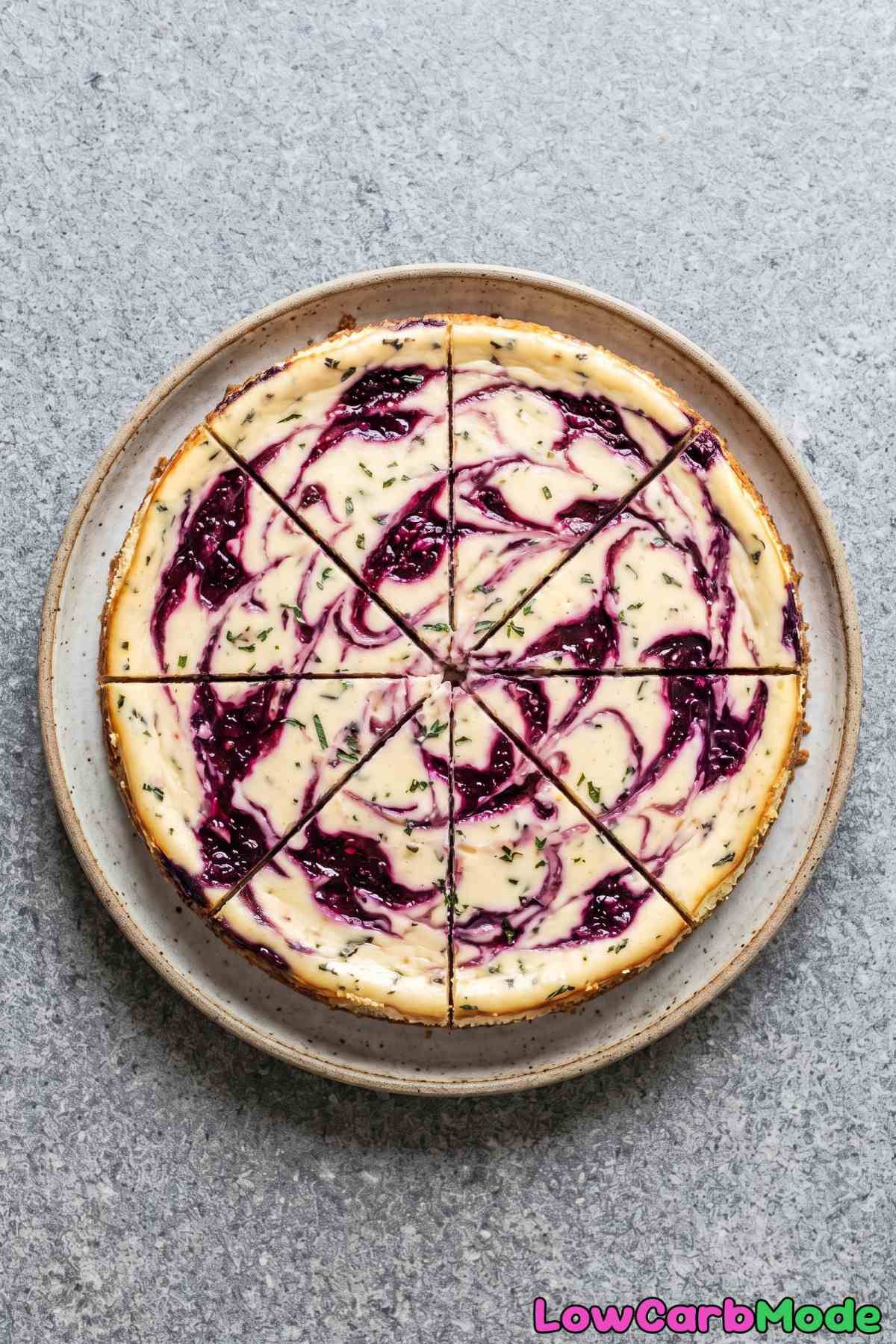 Rich keto blackberry cheesecake