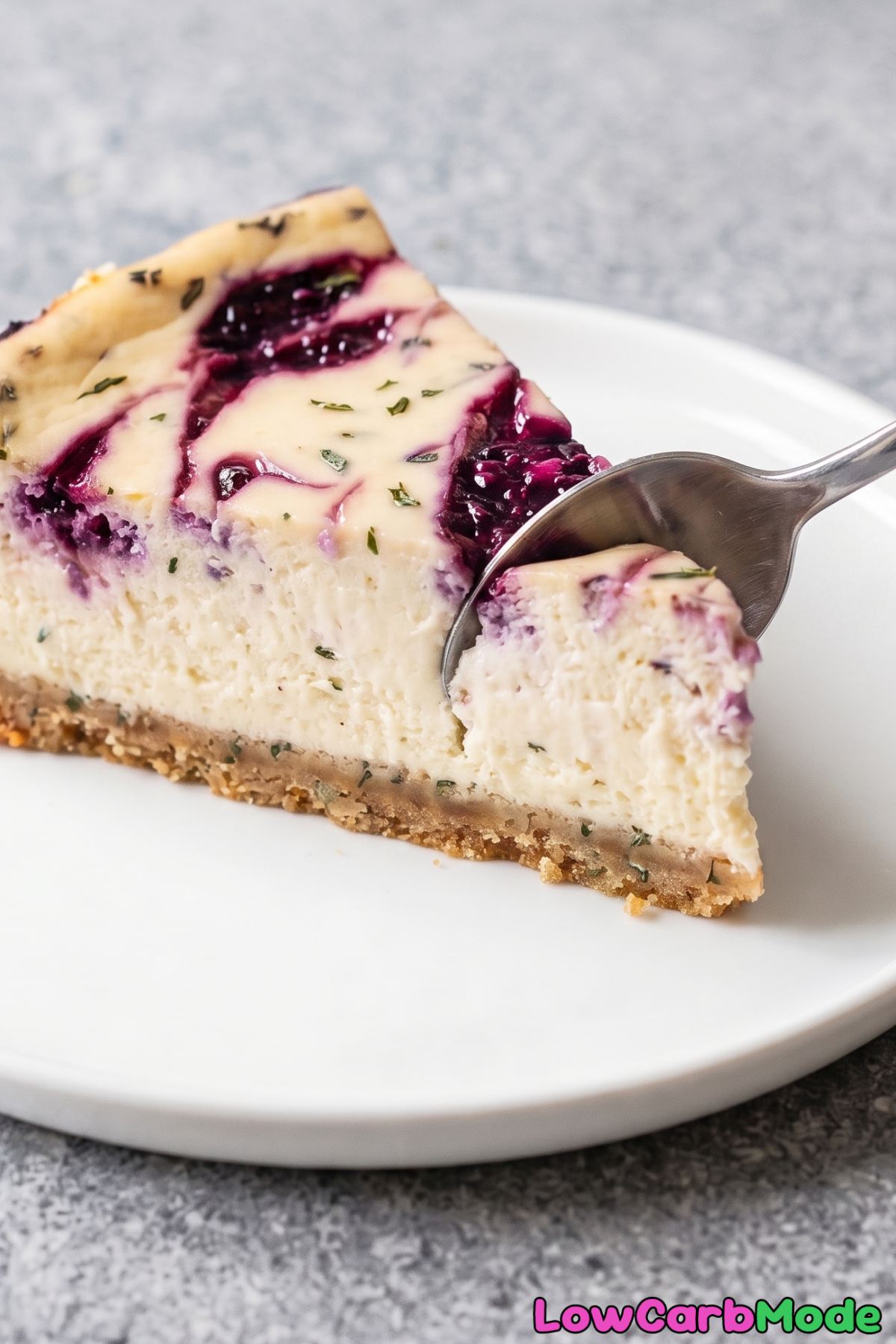 Creamy keto blackberry sage cheesecake