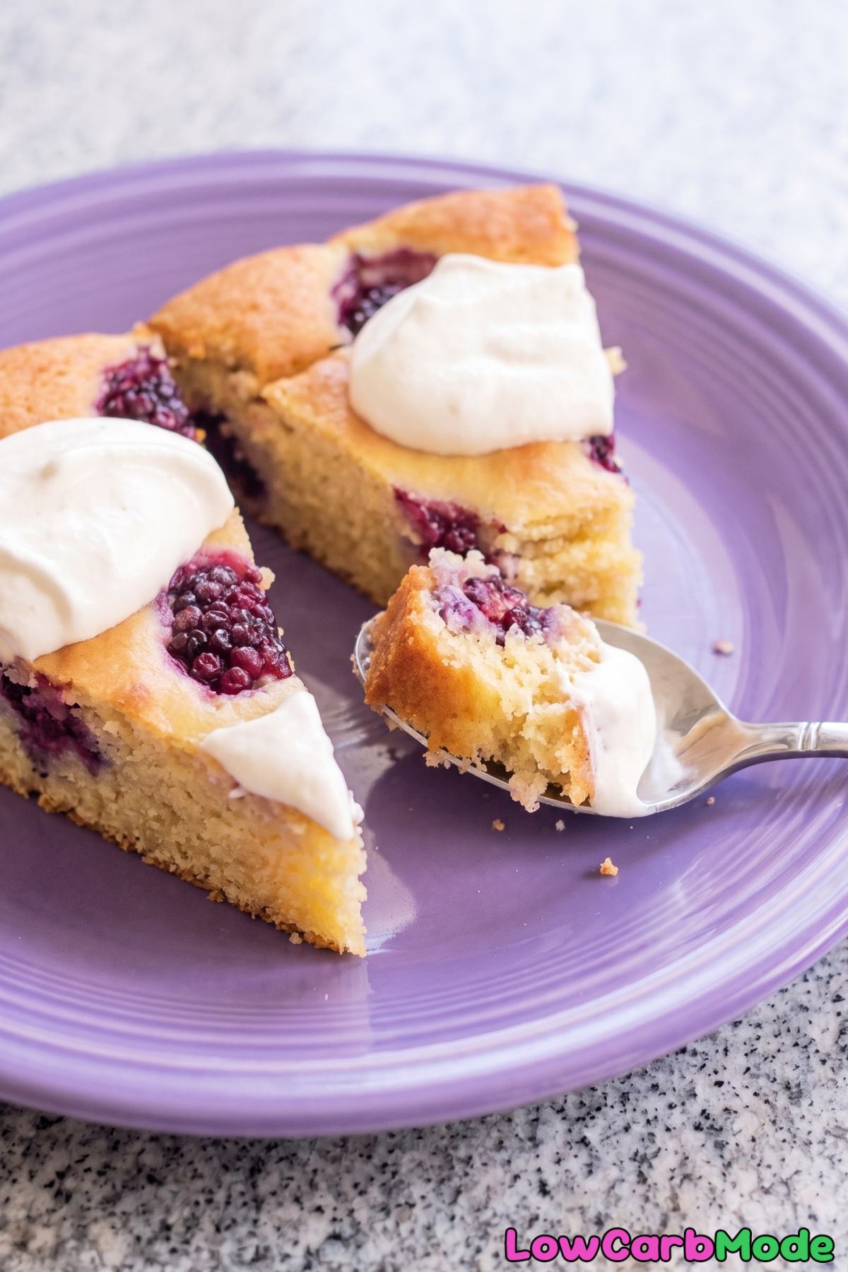 Sweet keto blackberry yogurt cake