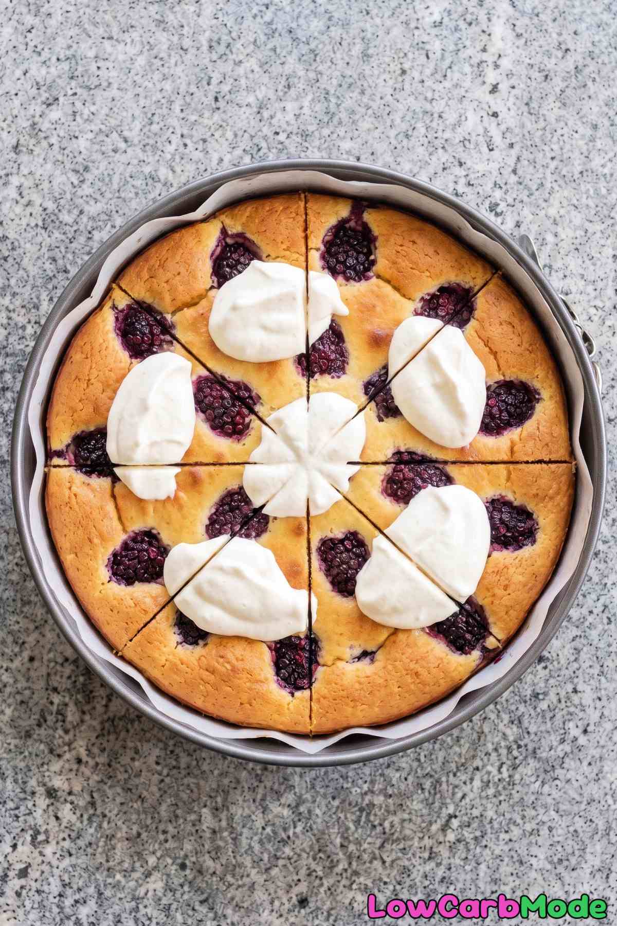 Fluffy blackberry yogurt cloud cake