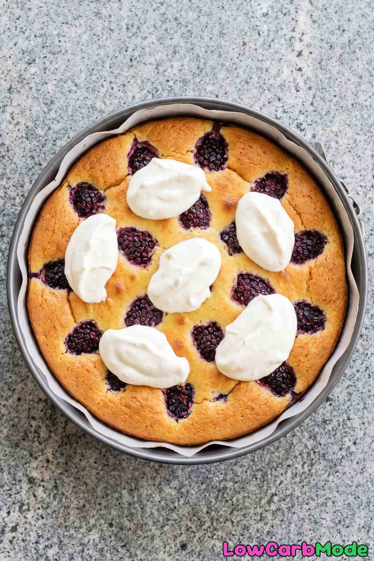 Keto blackberry yogurt cloud cake