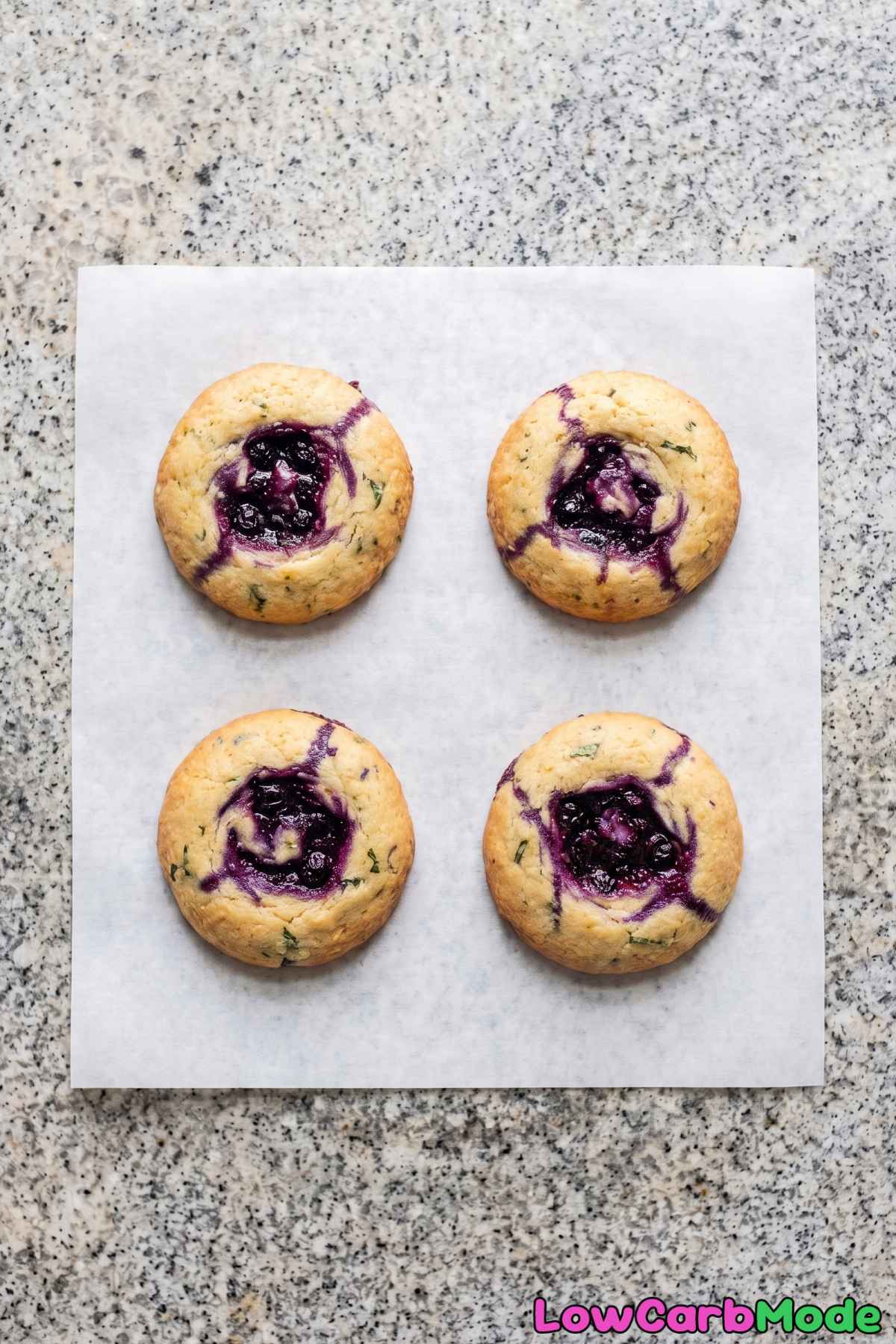 Keto blueberry basil cookies on a plate