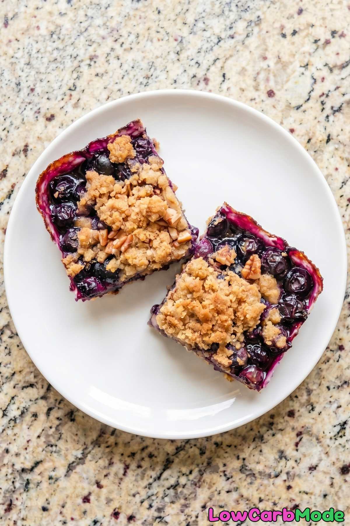 Decadent keto blueberry crumble dessert