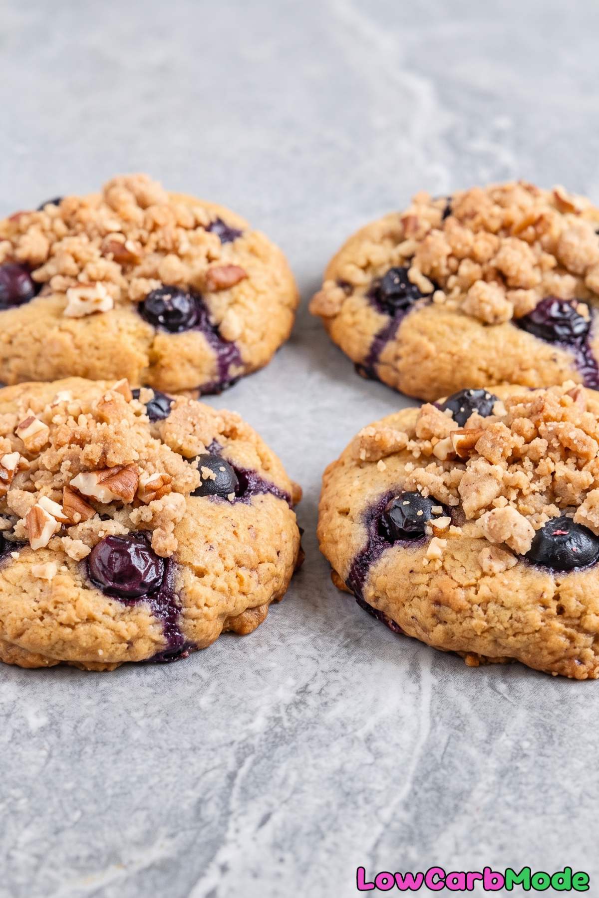 Buttery keto blueberry crumble cookies