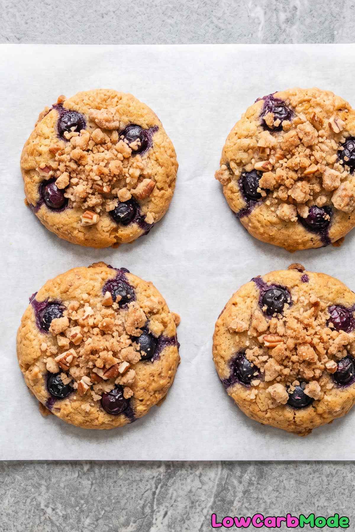 Soft keto blueberry crumble cookies