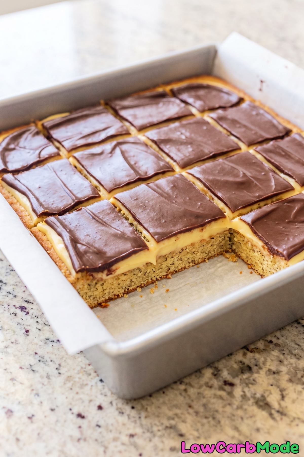 keto custard pie bars with glaze