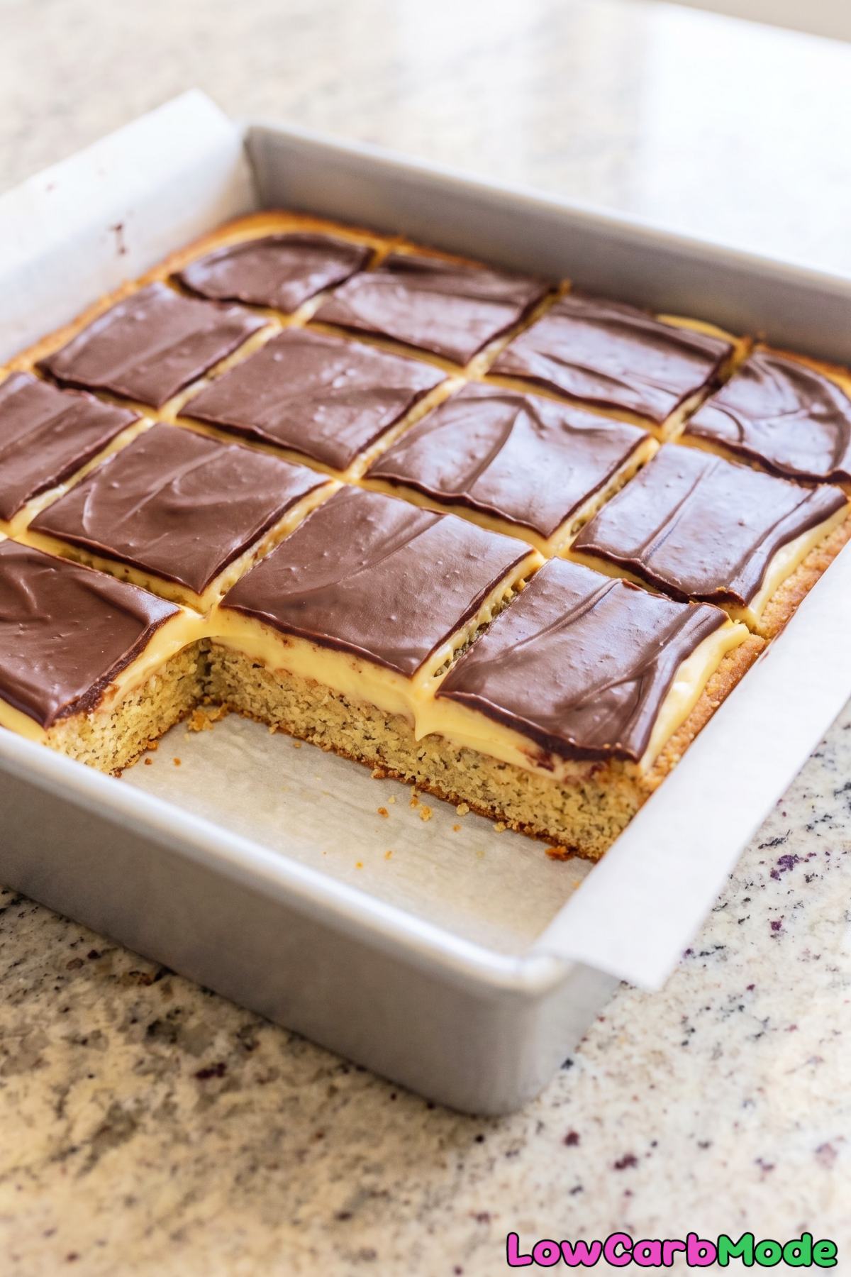homemade low carb boston cream pie bars