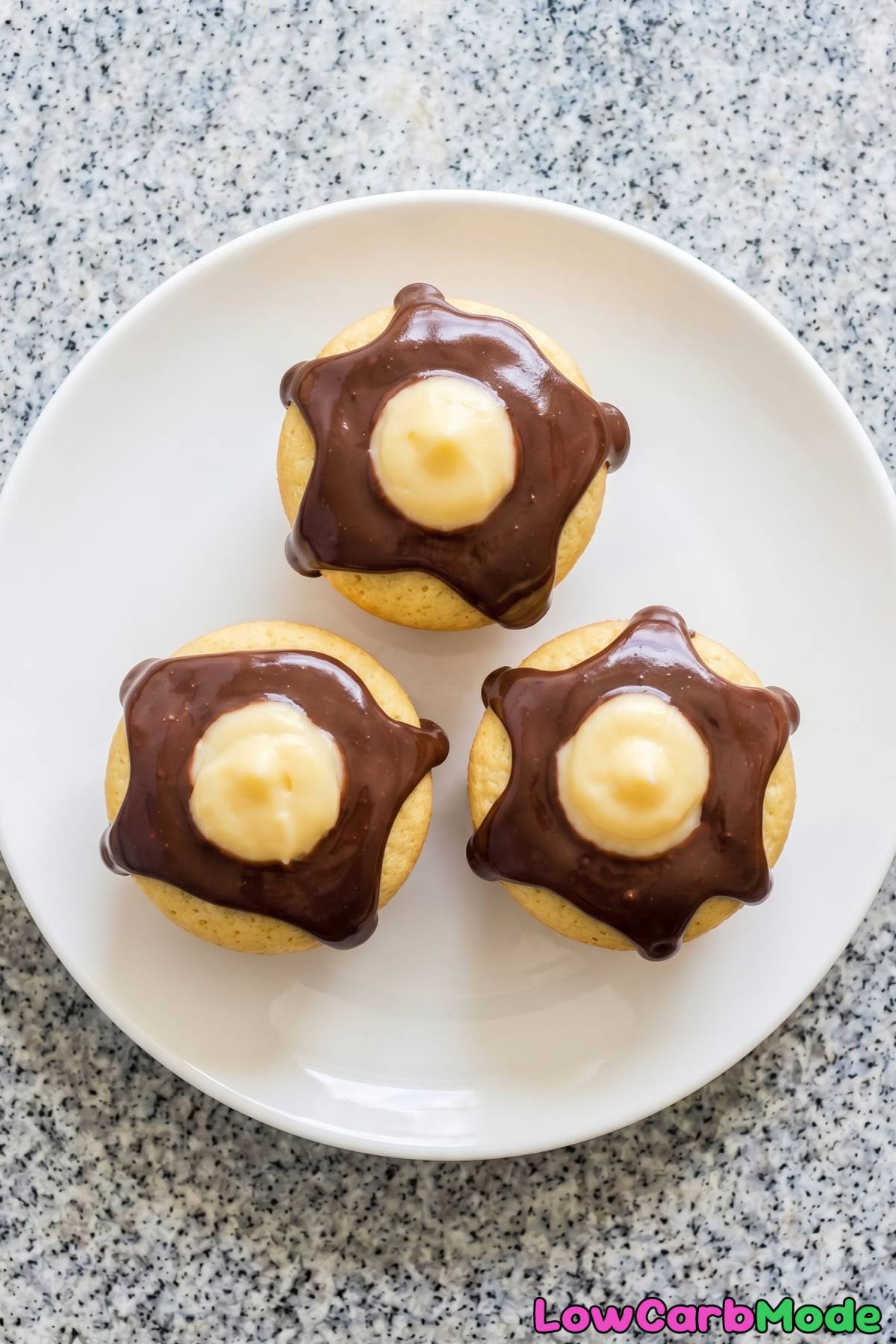 Creamy keto Boston cream pie cupcakes