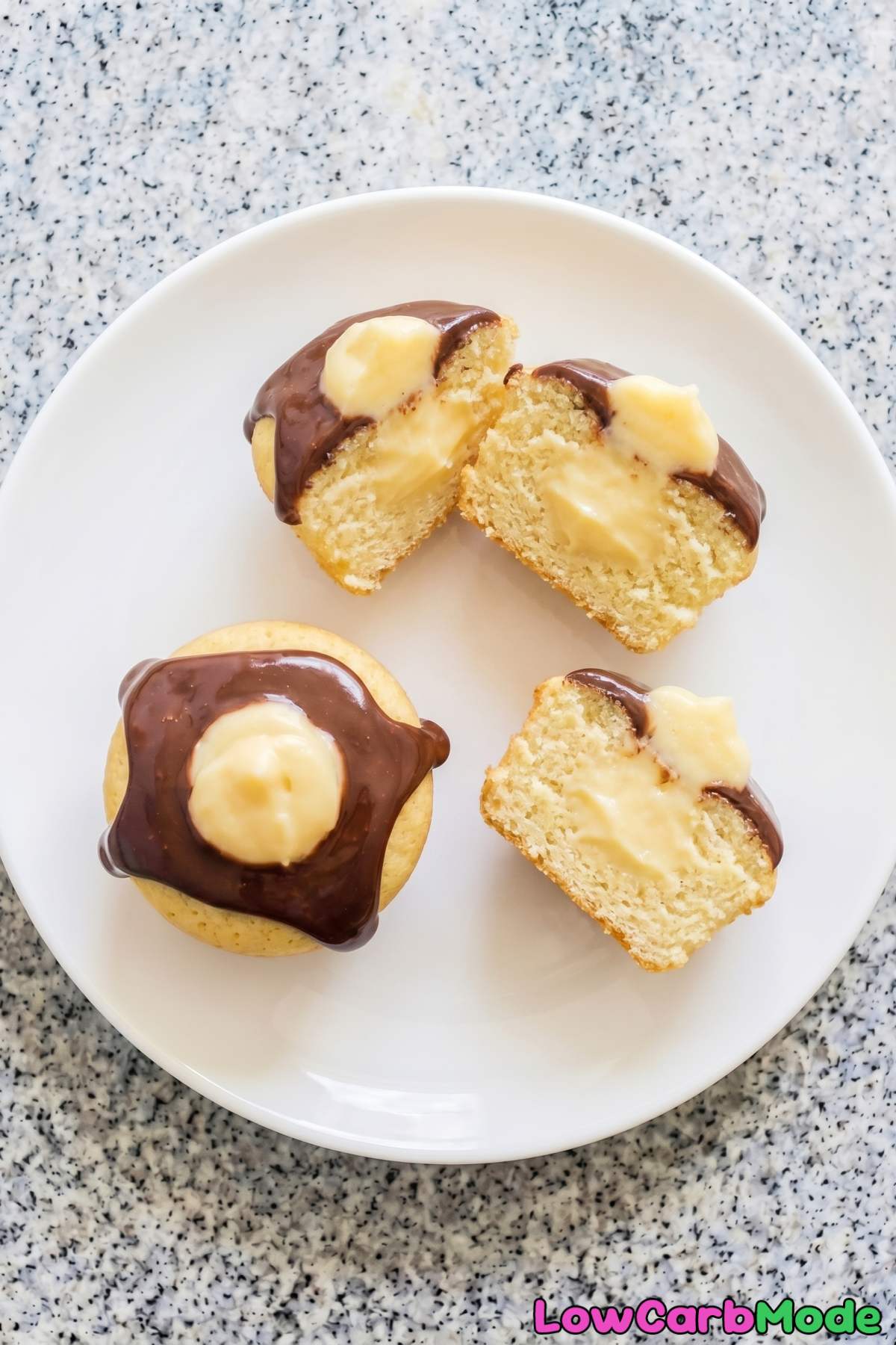 Luscious keto Boston cream pie cupcakes