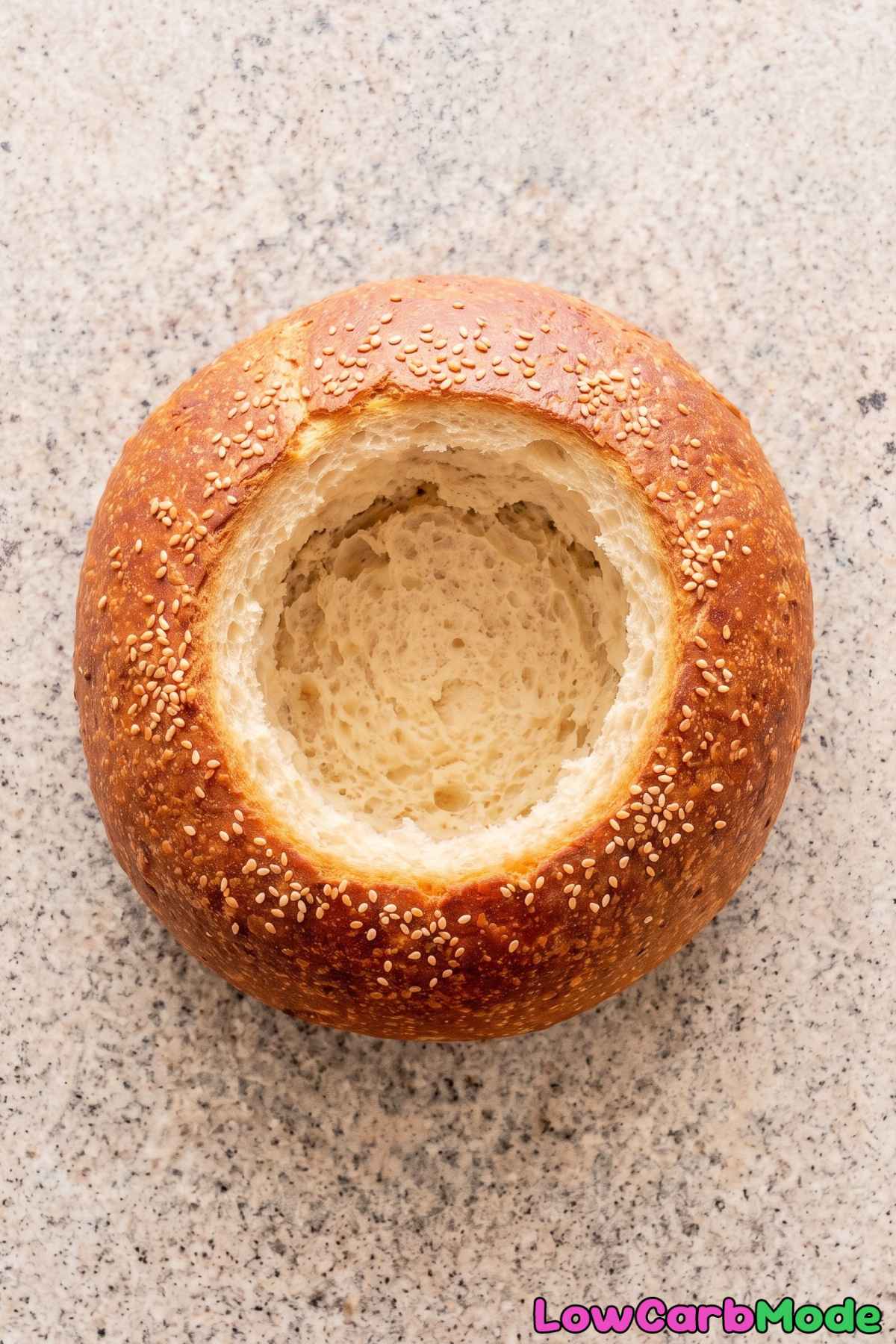 Rustic homemade low carb bread bowls