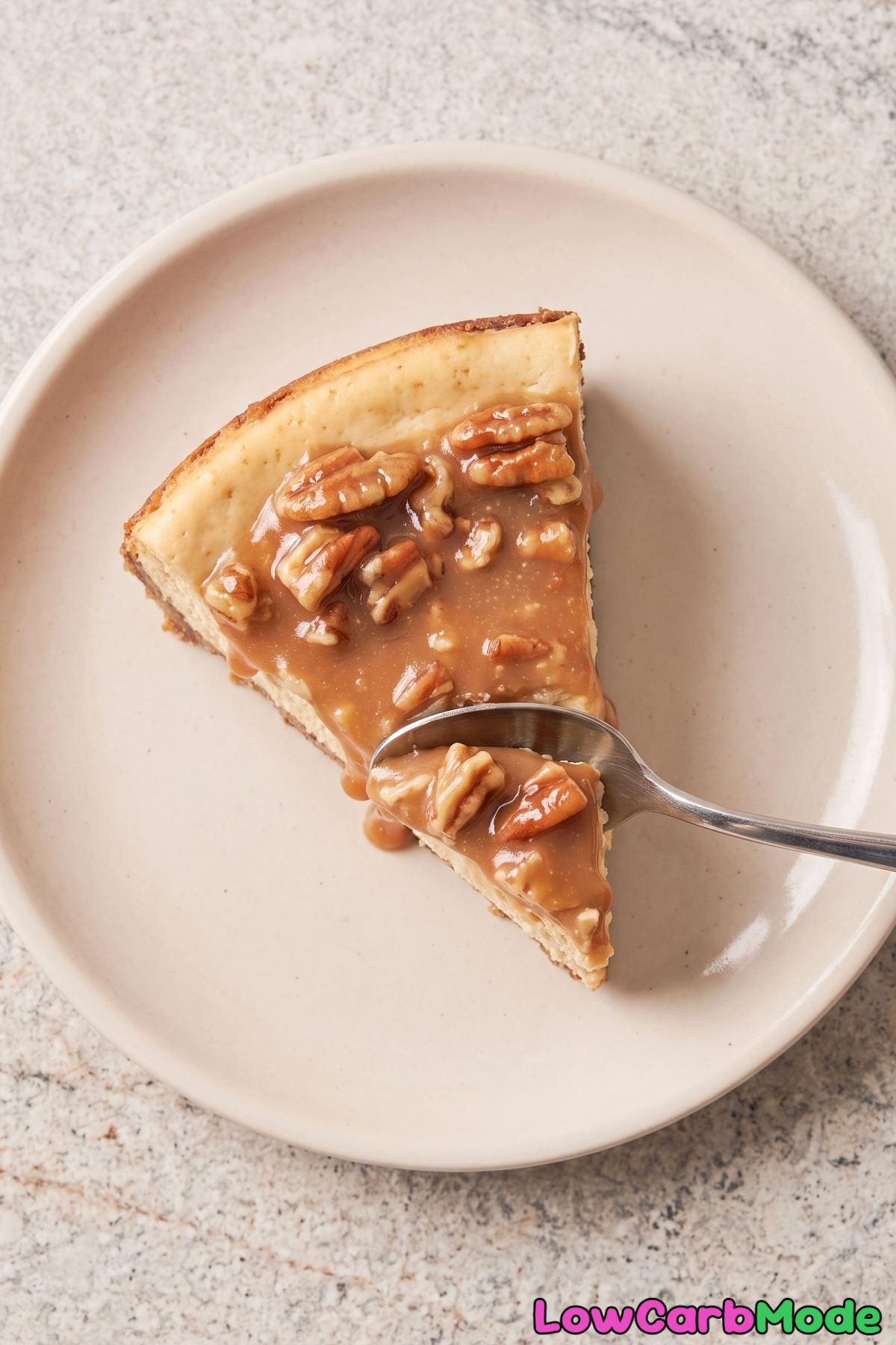 Rich keto pecan cheesecake