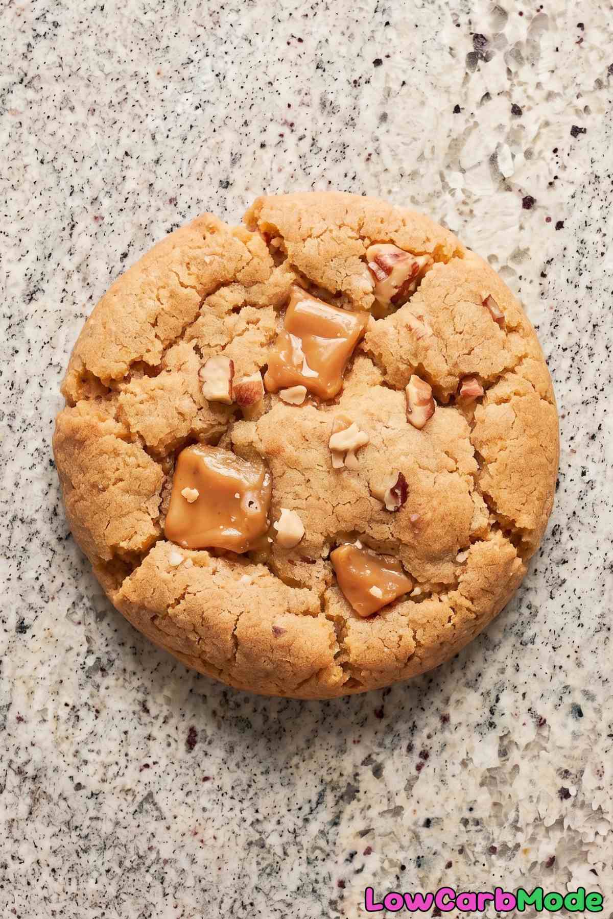Homemade keto toffee cookies stacked