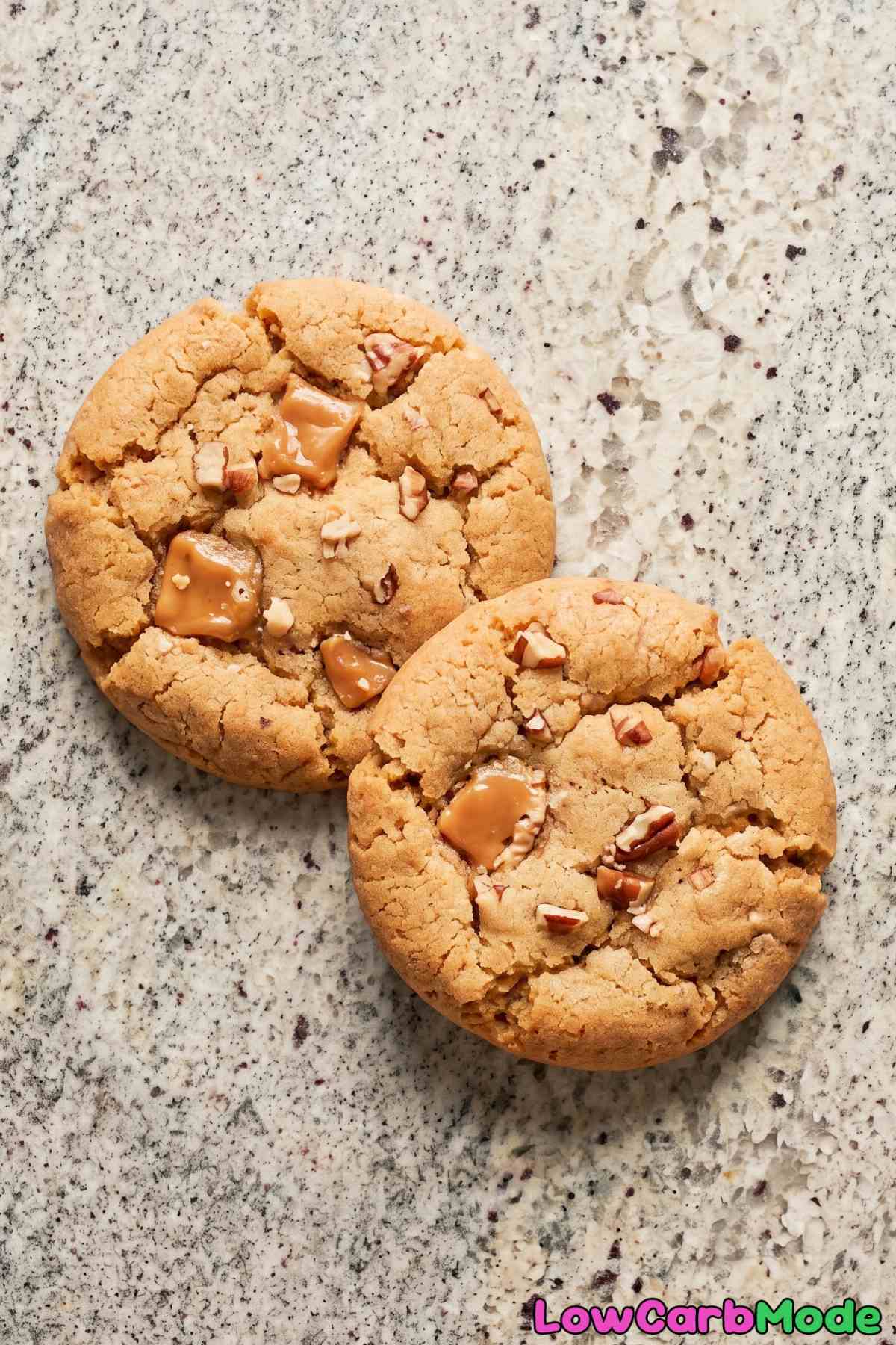 Easy keto toffee cookies on parchment