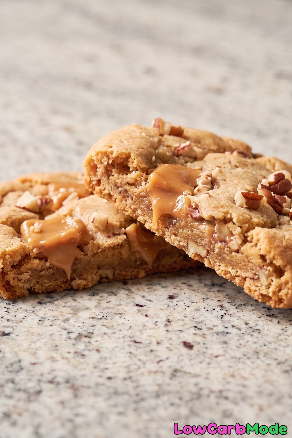 Sweet keto toffee cookies close up
