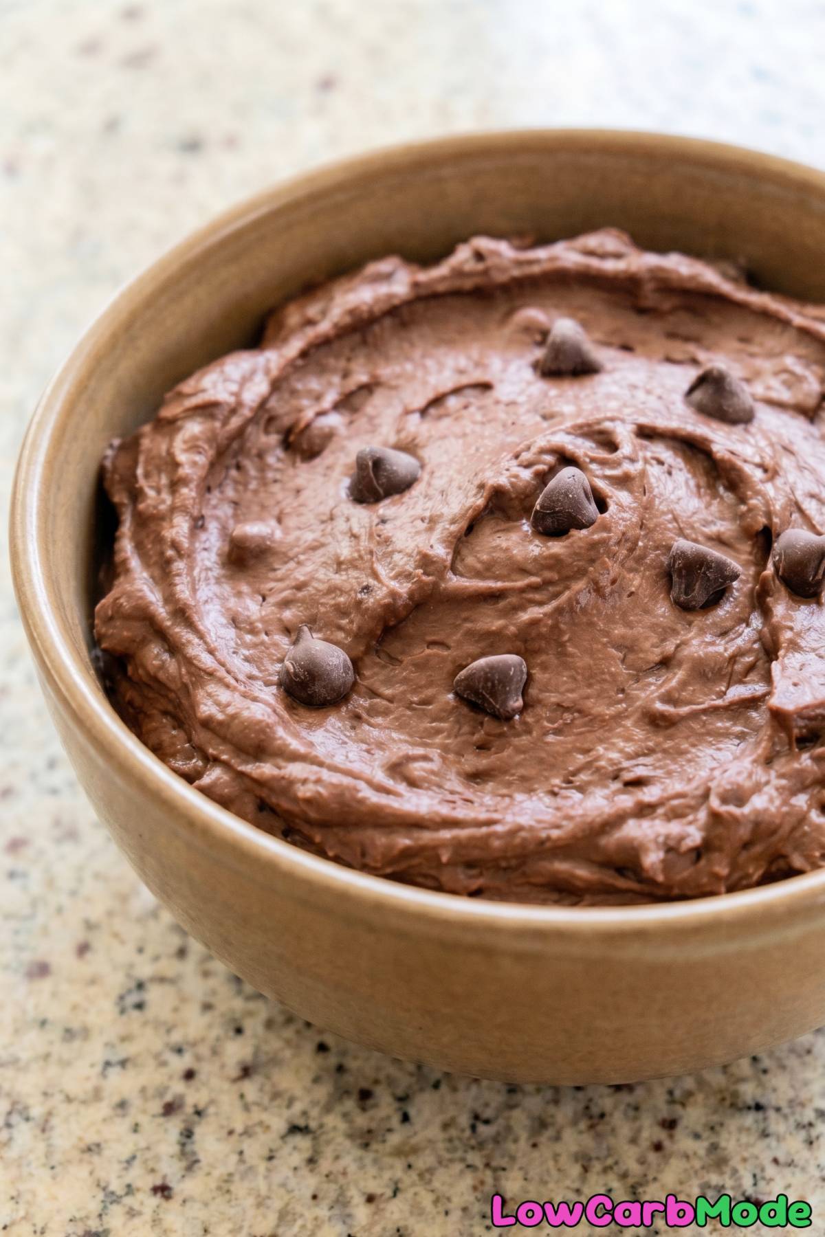 rich keto brownie batter dip in a bowl