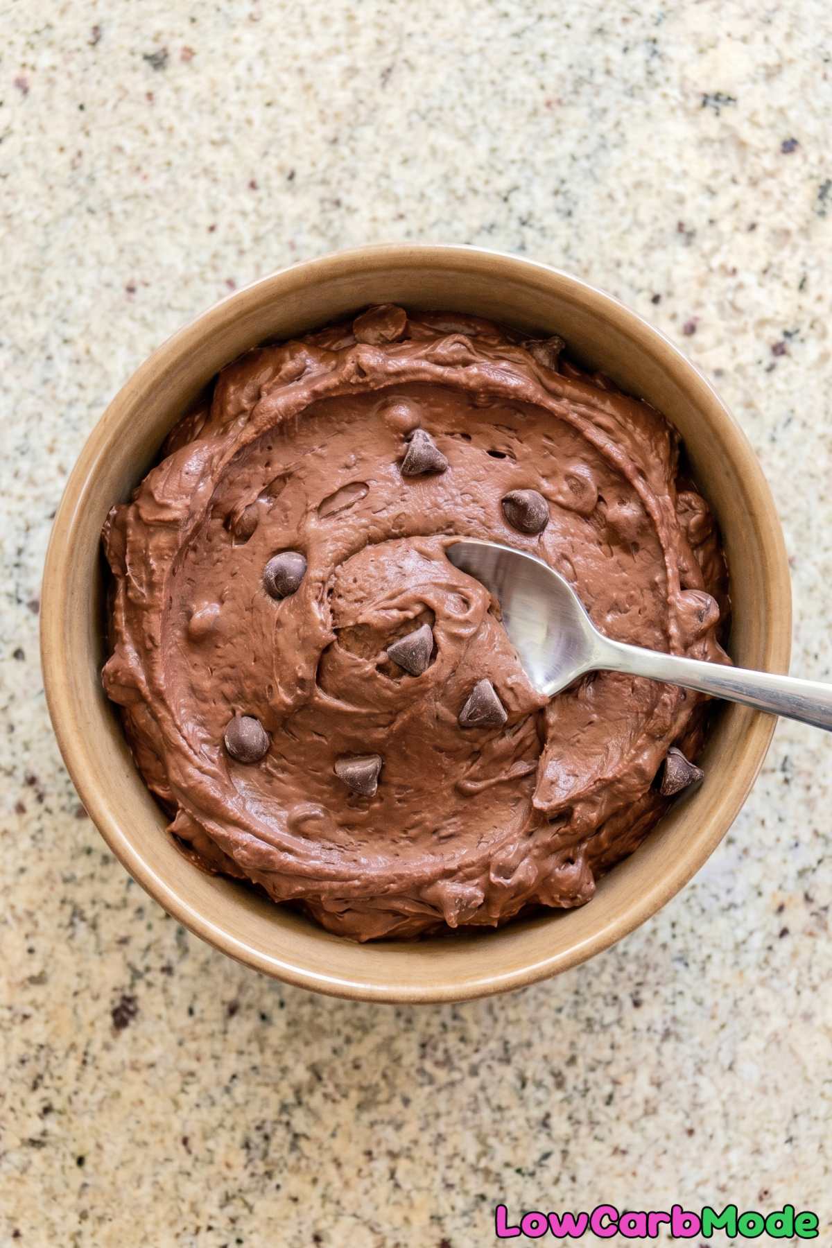 velvety keto brownie batter dip served