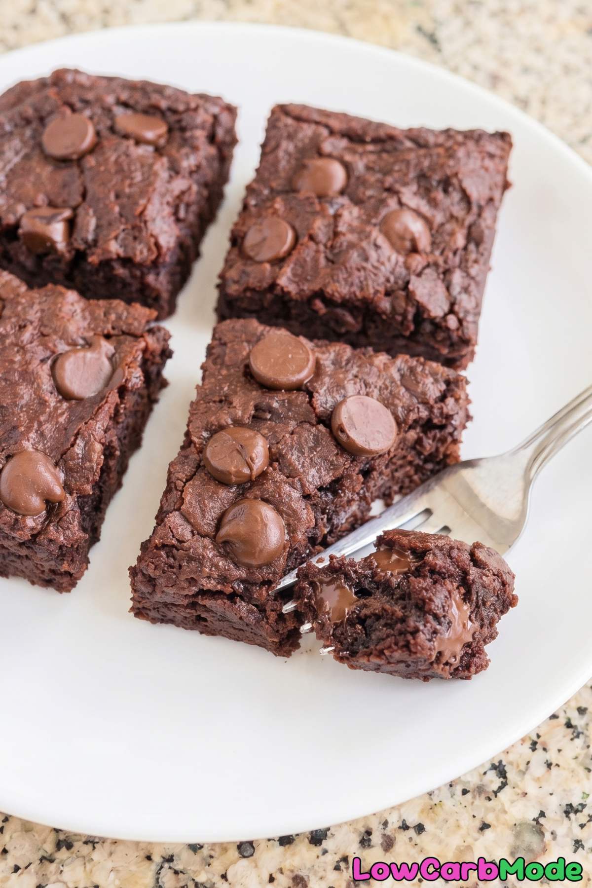 Moist keto brownies stacked up