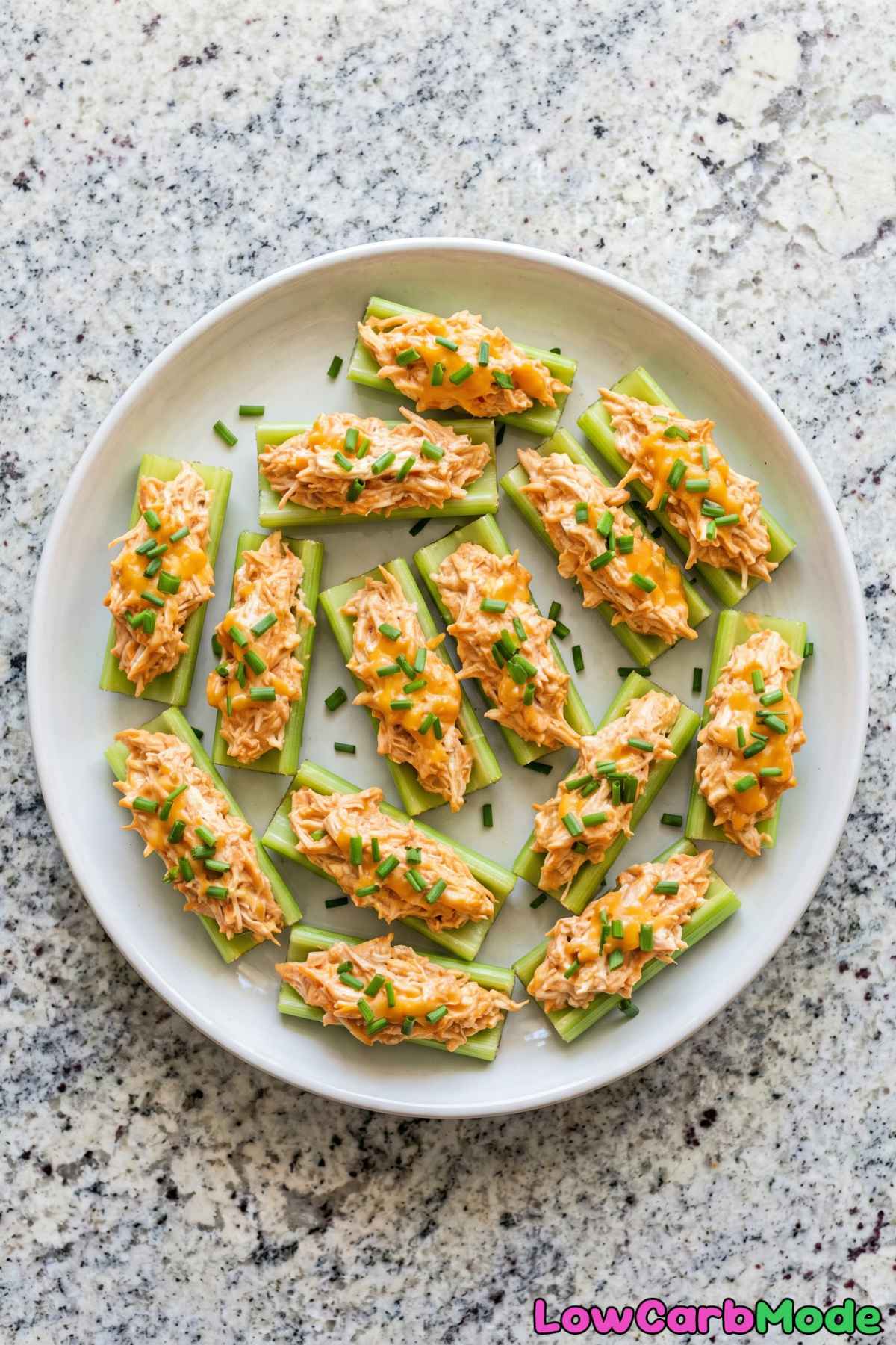 Flavorful keto buffalo chicken celery bites