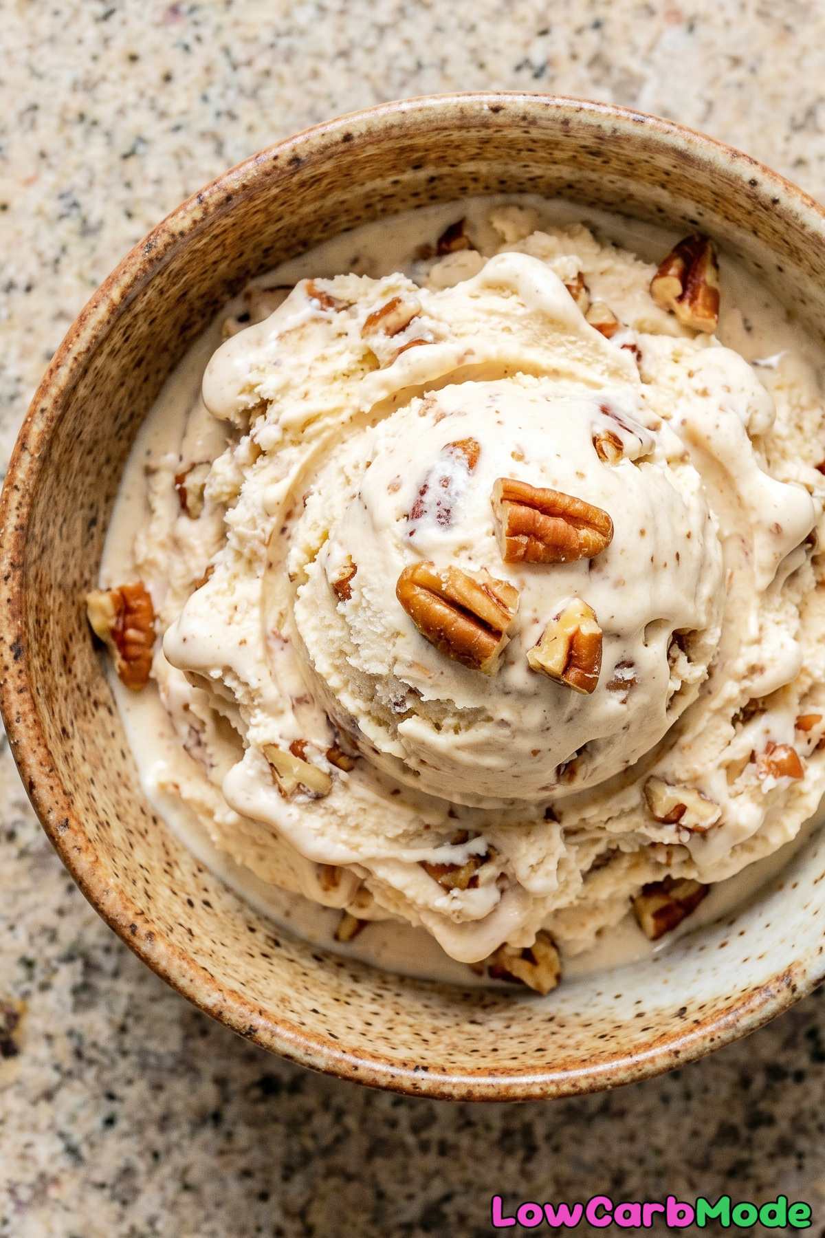 Indulgent keto butter pecan ice cream treat