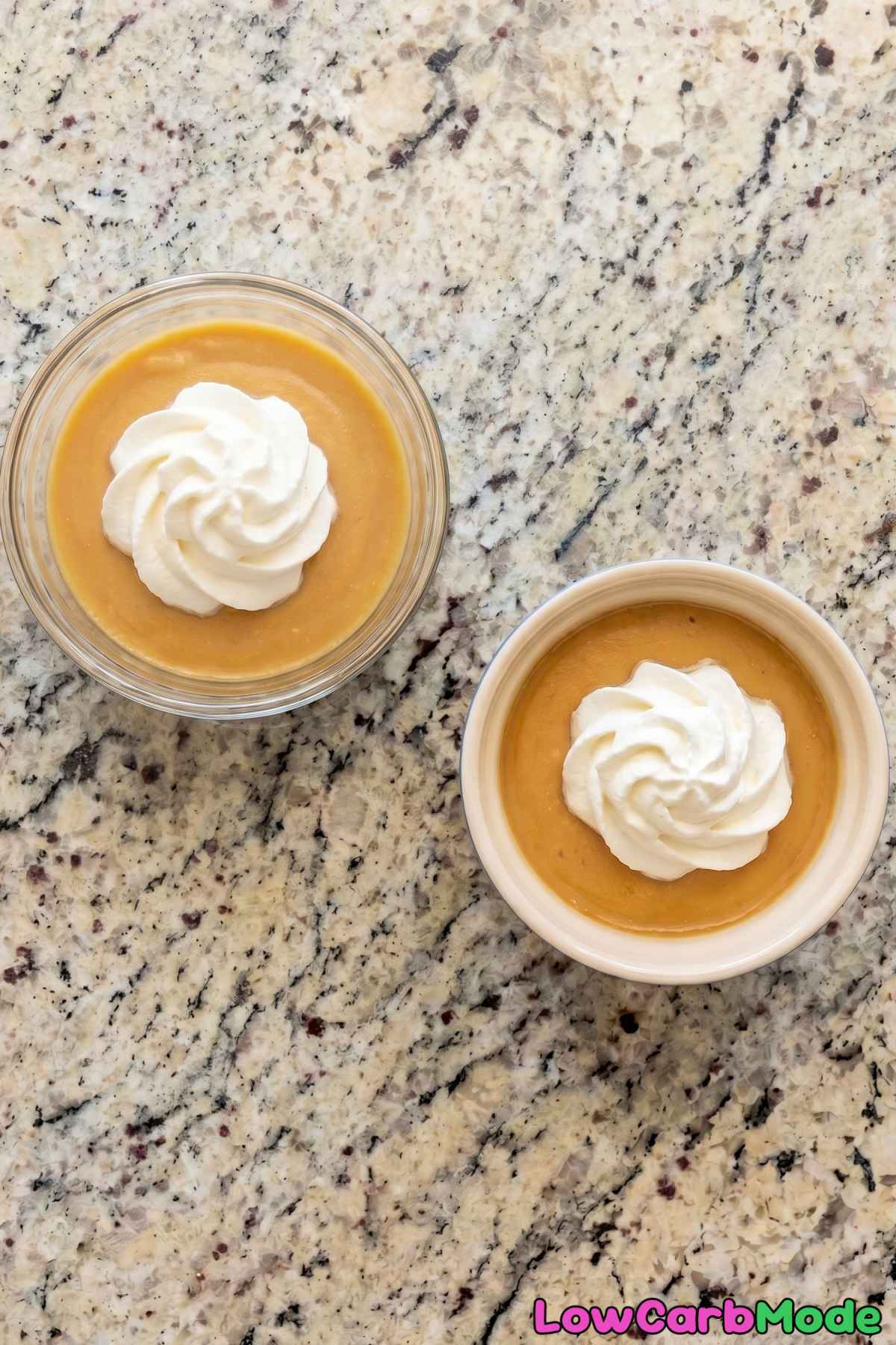 Smooth homemade keto butterscotch pudding