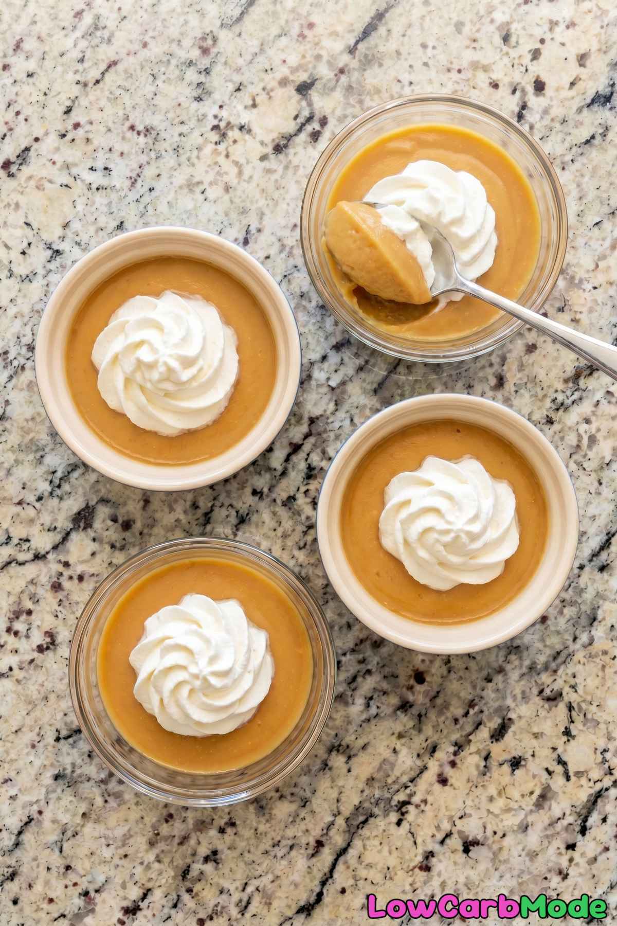 Indulgent keto butterscotch pudding serving