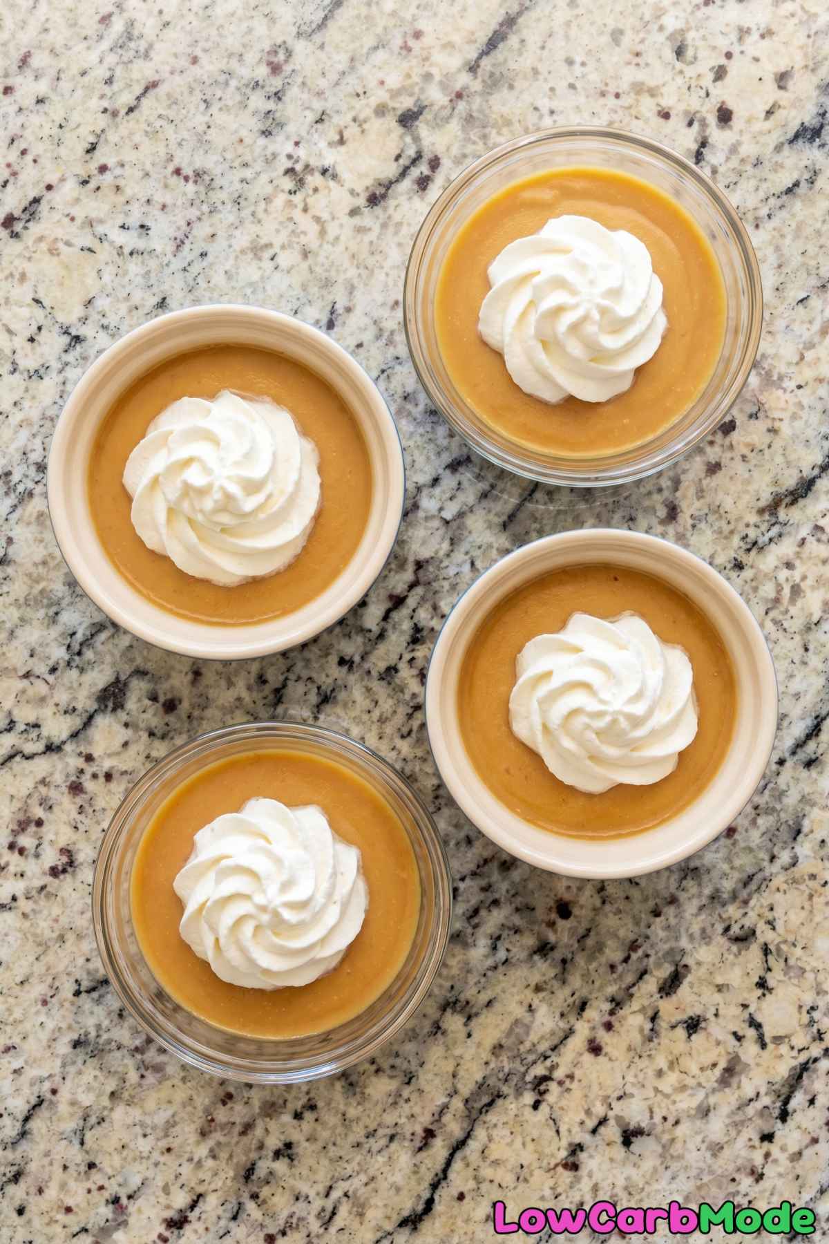 Decadent keto butterscotch pudding closeup