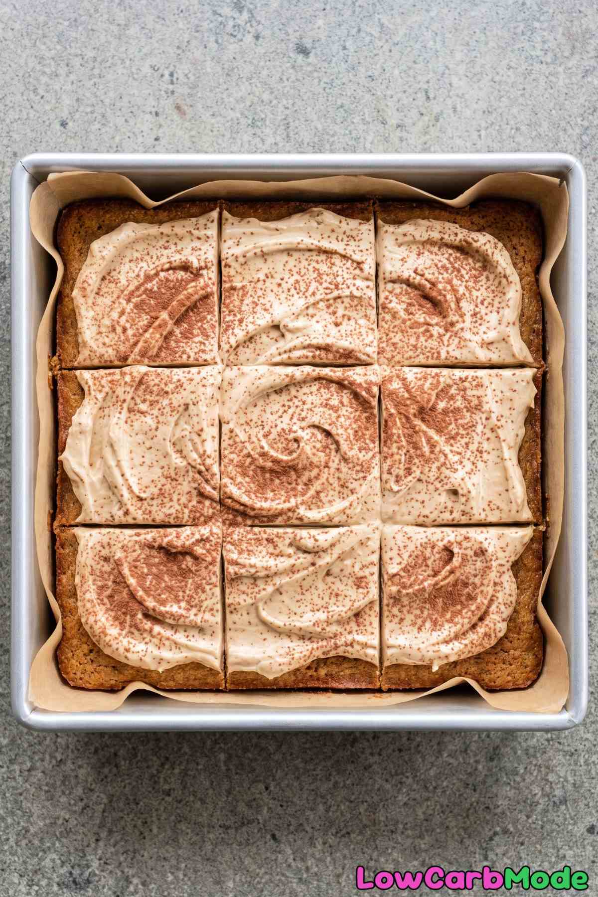 Chilled keto cappuccino cake slice