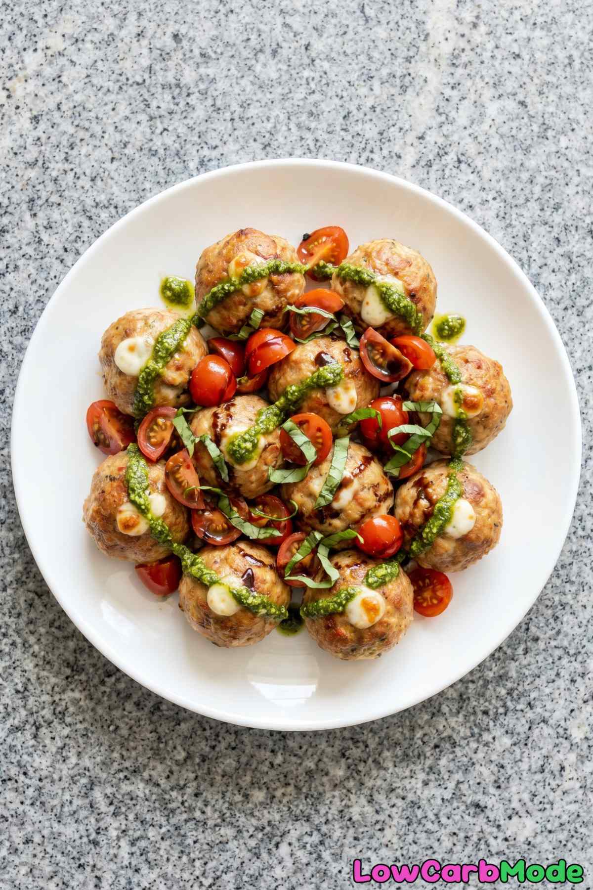 juicy keto caprese stuffed meatballs
