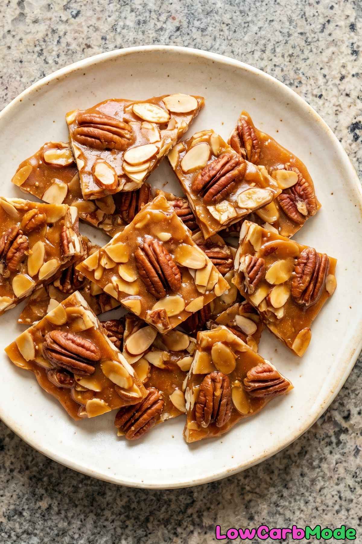 Easy low carb pecan brittle with caramel