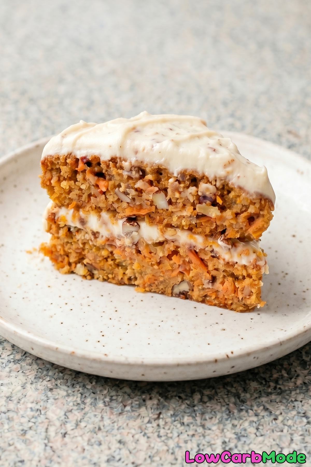 Decadent keto carrot cake with swirled icing